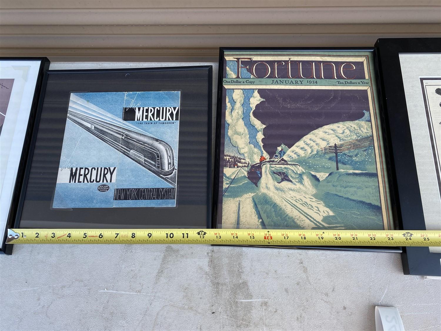 Group lot of Framed Antiqued Transportation etc Lithographs