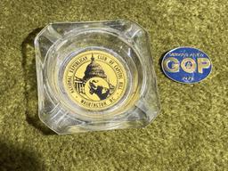 Republican Club Ashtray PLUS GOP in 72 Convention Pin