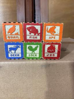 Vintage Blocks and Canning Lids