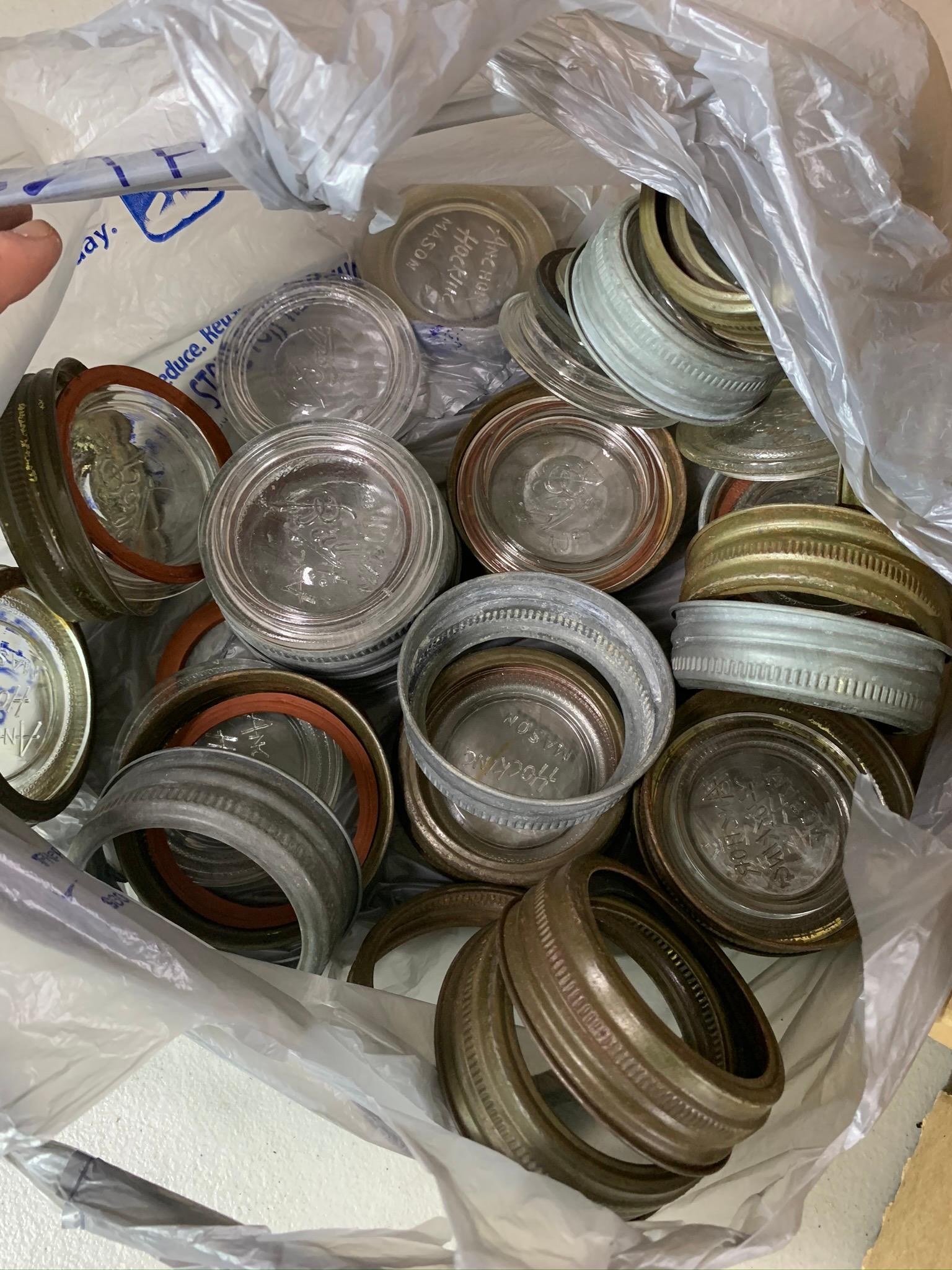 Vintage Blocks and Canning Lids