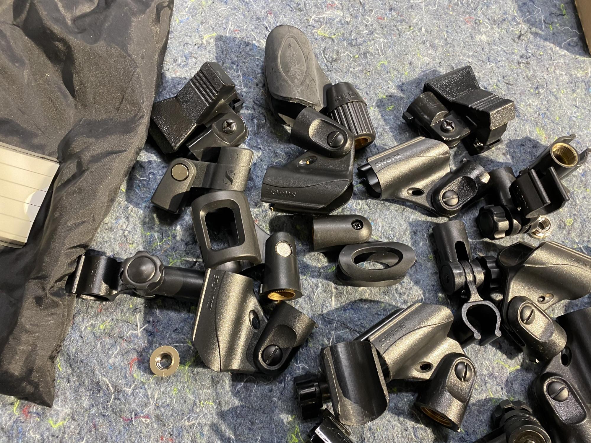 Group lot of Shure and other microphone mounts