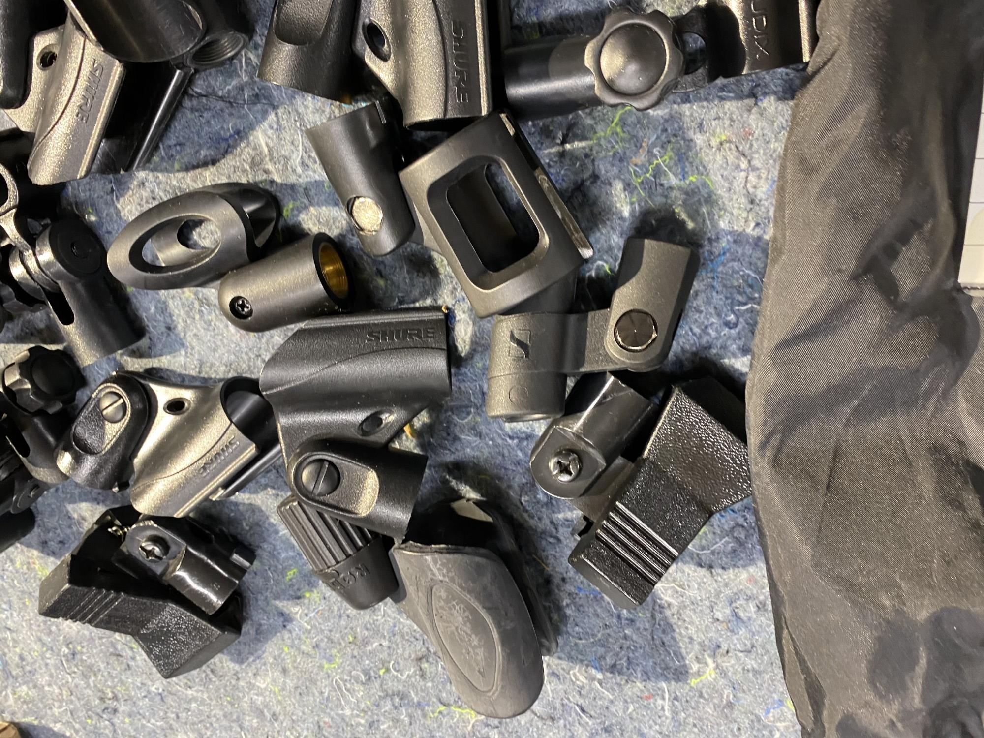 Group lot of Shure and other microphone mounts