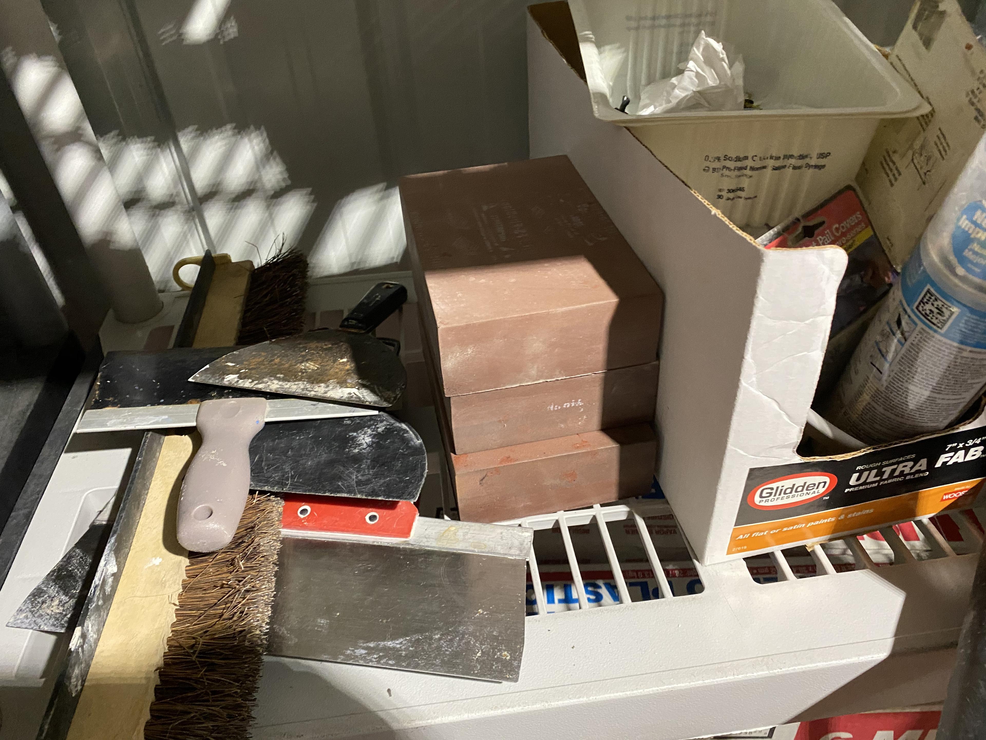 Plastic shelf and contents