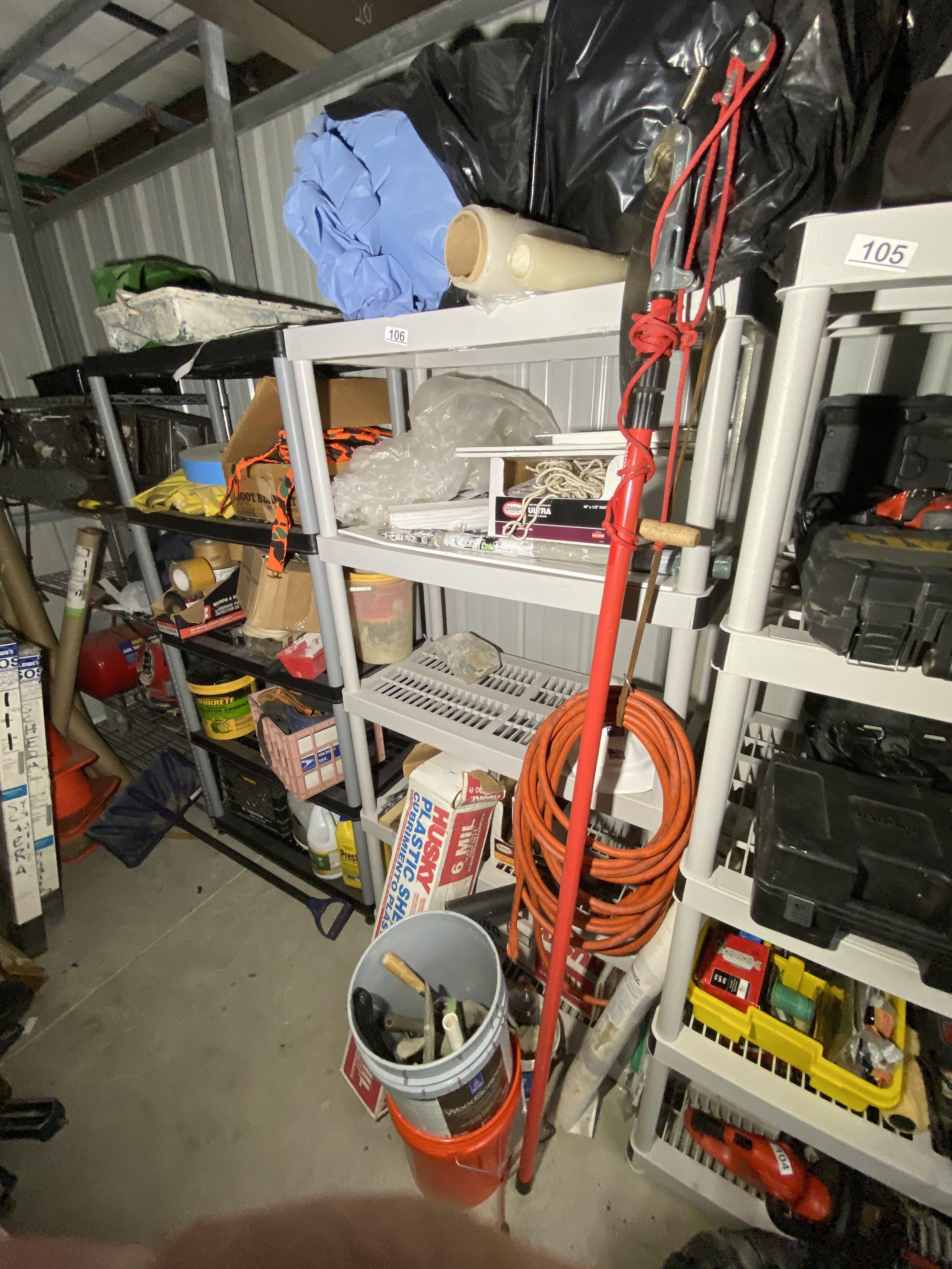 Plastic shelf and contents