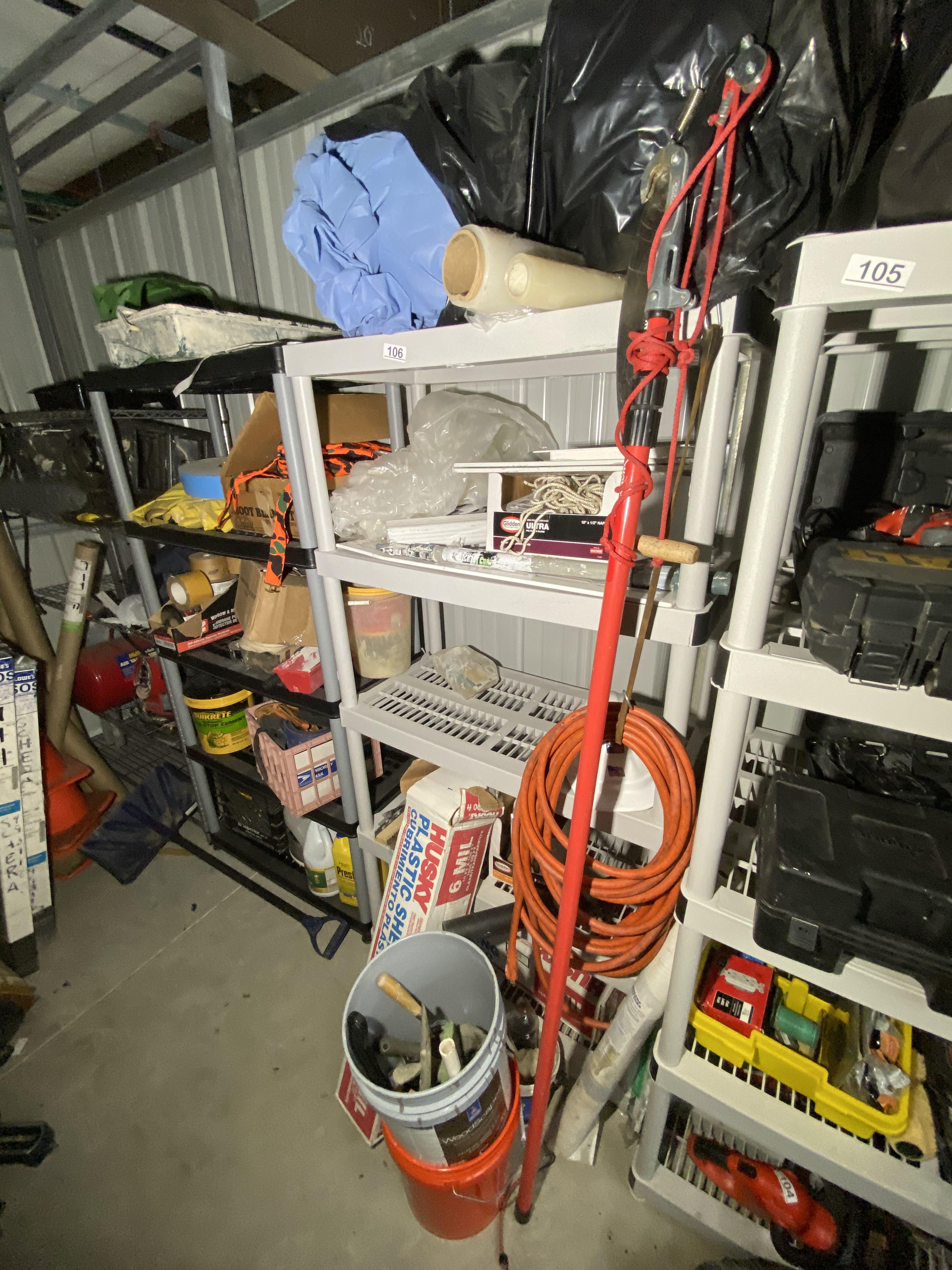 Plastic shelf and contents