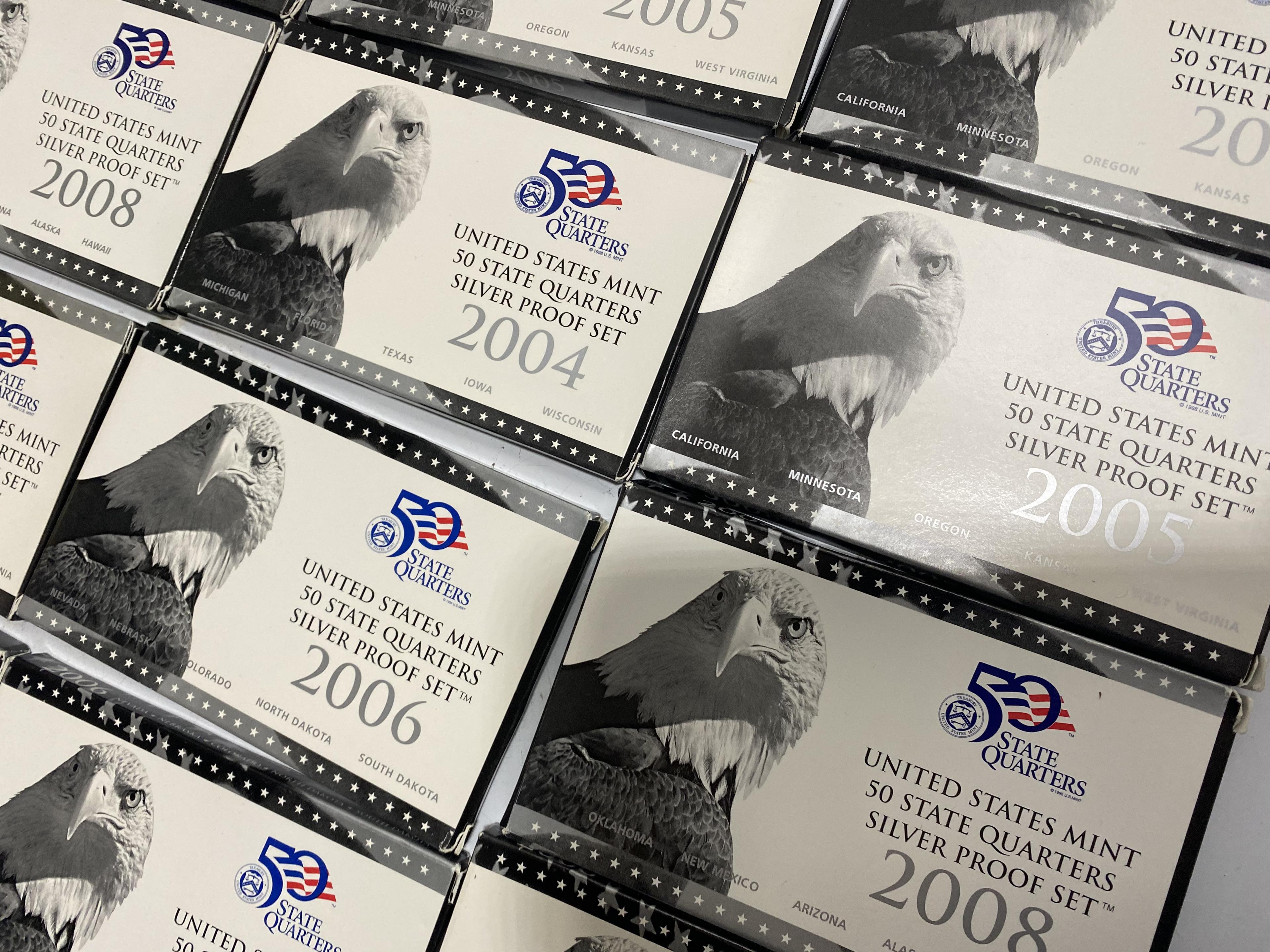 14 Silver State Quarters Sets in packaging