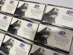 14 Silver State Quarters Sets in packaging