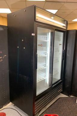 True Double Sliding Glass Door Reach in Refrigerator