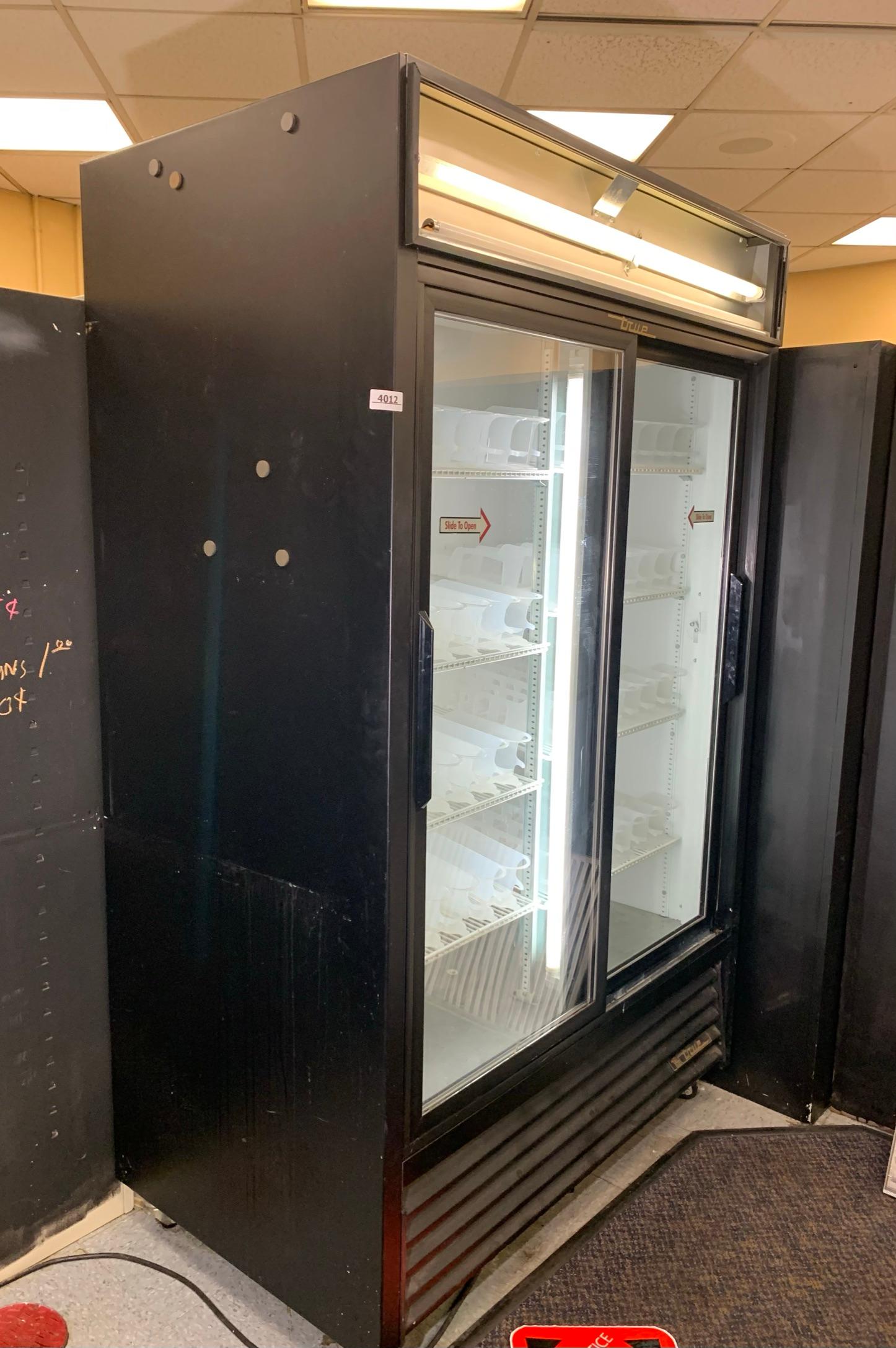 True Double Sliding Glass Door Reach in Refrigerator