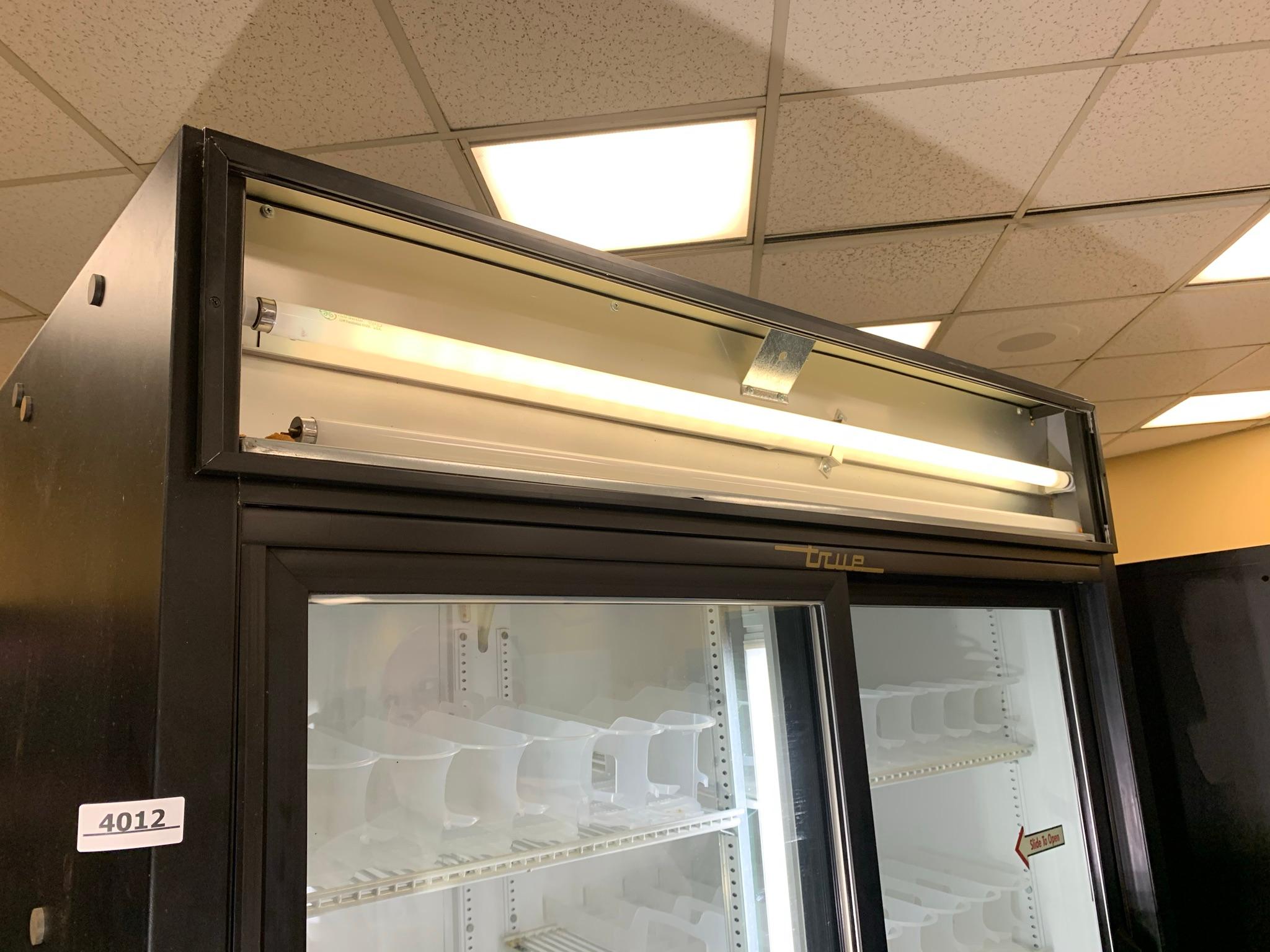 True Double Sliding Glass Door Reach in Refrigerator
