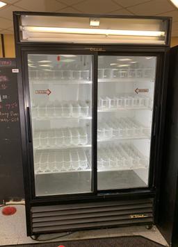 True Double Sliding Glass Door Reach in Refrigerator