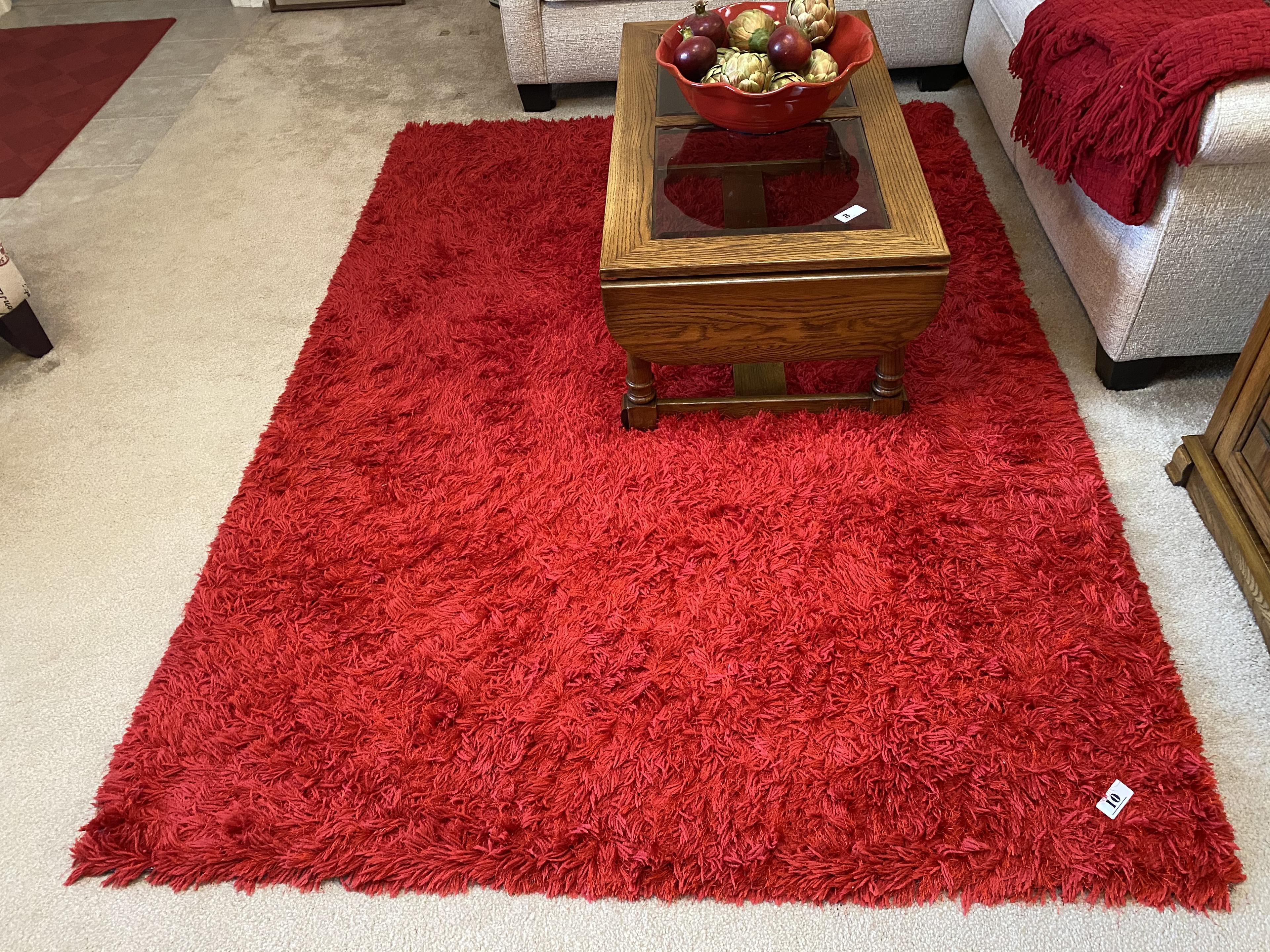 Decorative red shaggy rug