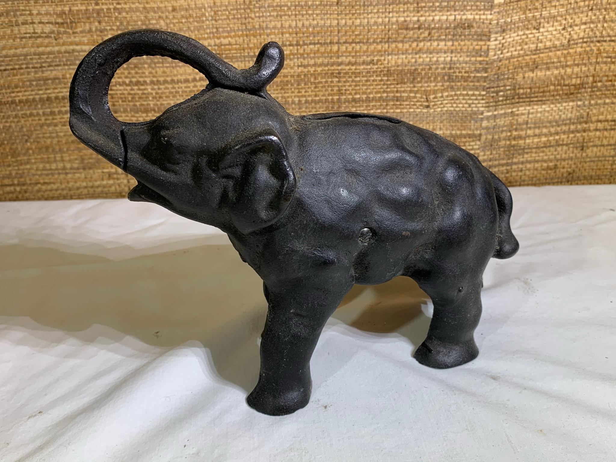 2 Cast Iron Elephant Banks.