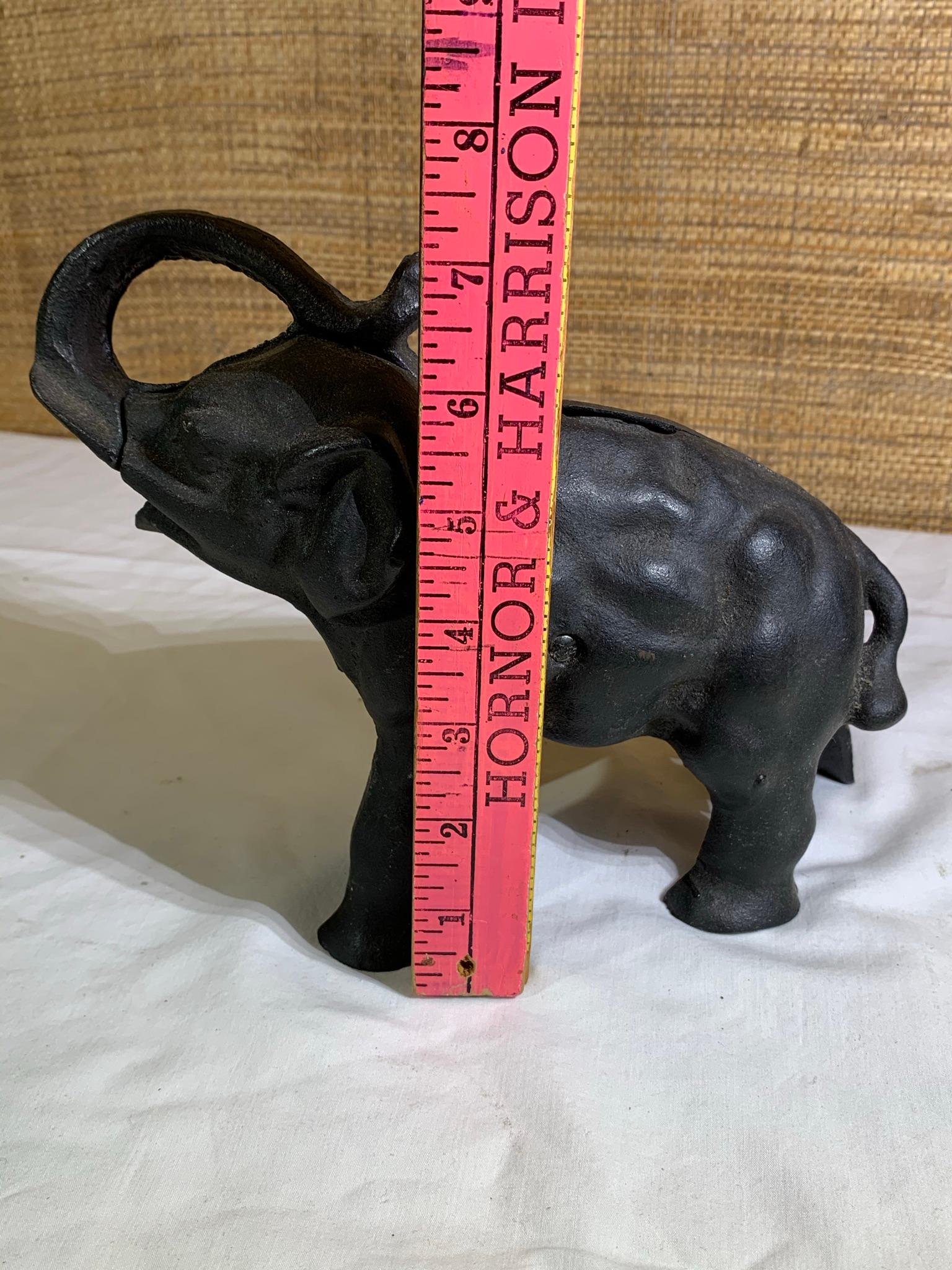 2 Cast Iron Elephant Banks.