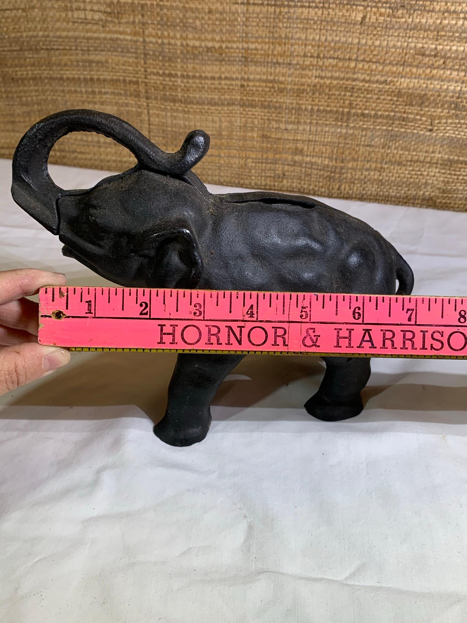 2 Cast Iron Elephant Banks.