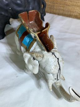 2 Cast Iron Elephant Banks.
