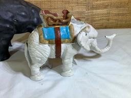 2 Cast Iron Elephant Banks.
