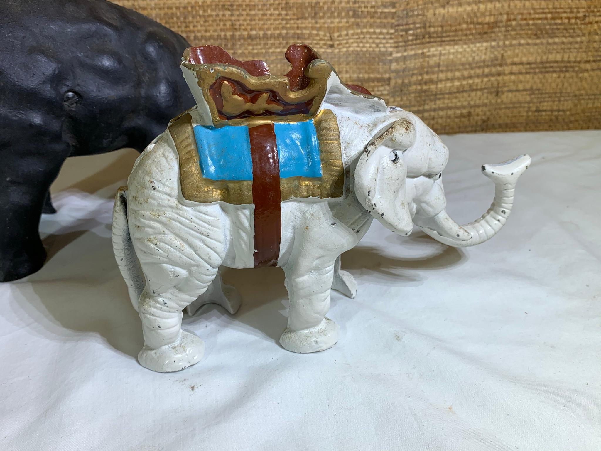 2 Cast Iron Elephant Banks.