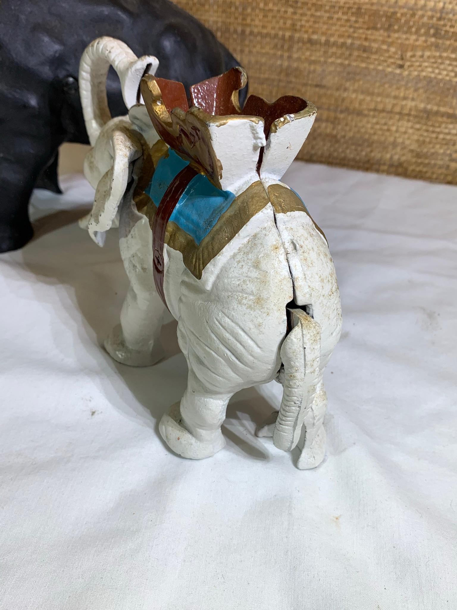 2 Cast Iron Elephant Banks.