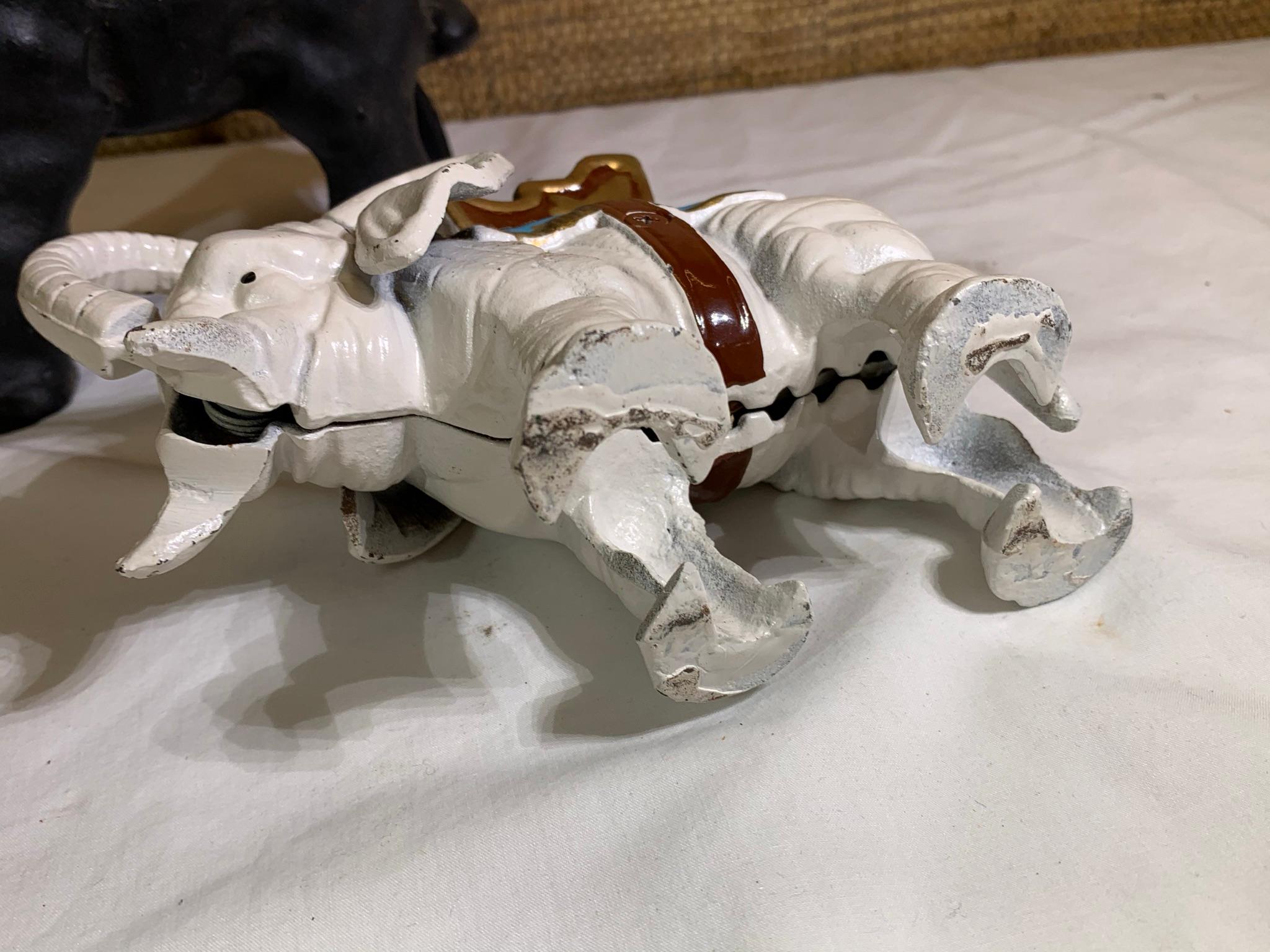 2 Cast Iron Elephant Banks.