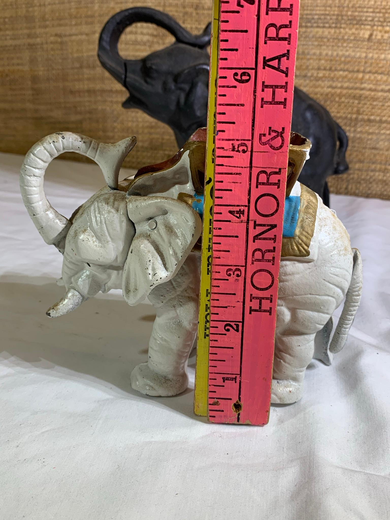 2 Cast Iron Elephant Banks.