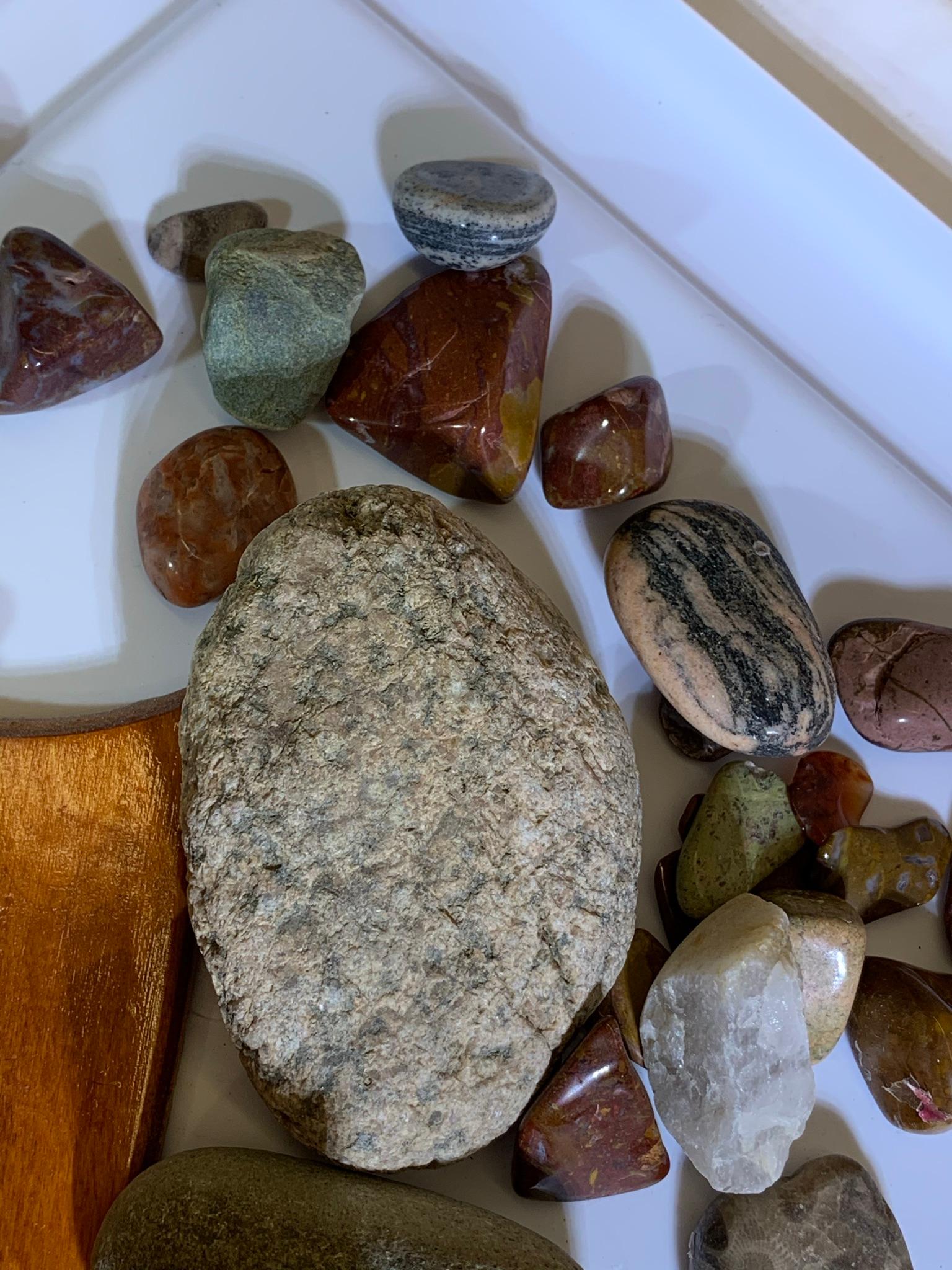 Collection of Rocks, Polished Rocks and a Piece of Bone.