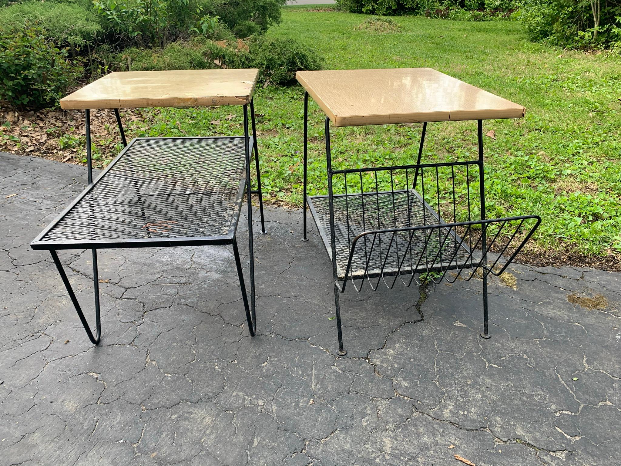Pair of Mid Century Modern End Tables -metal and wood.