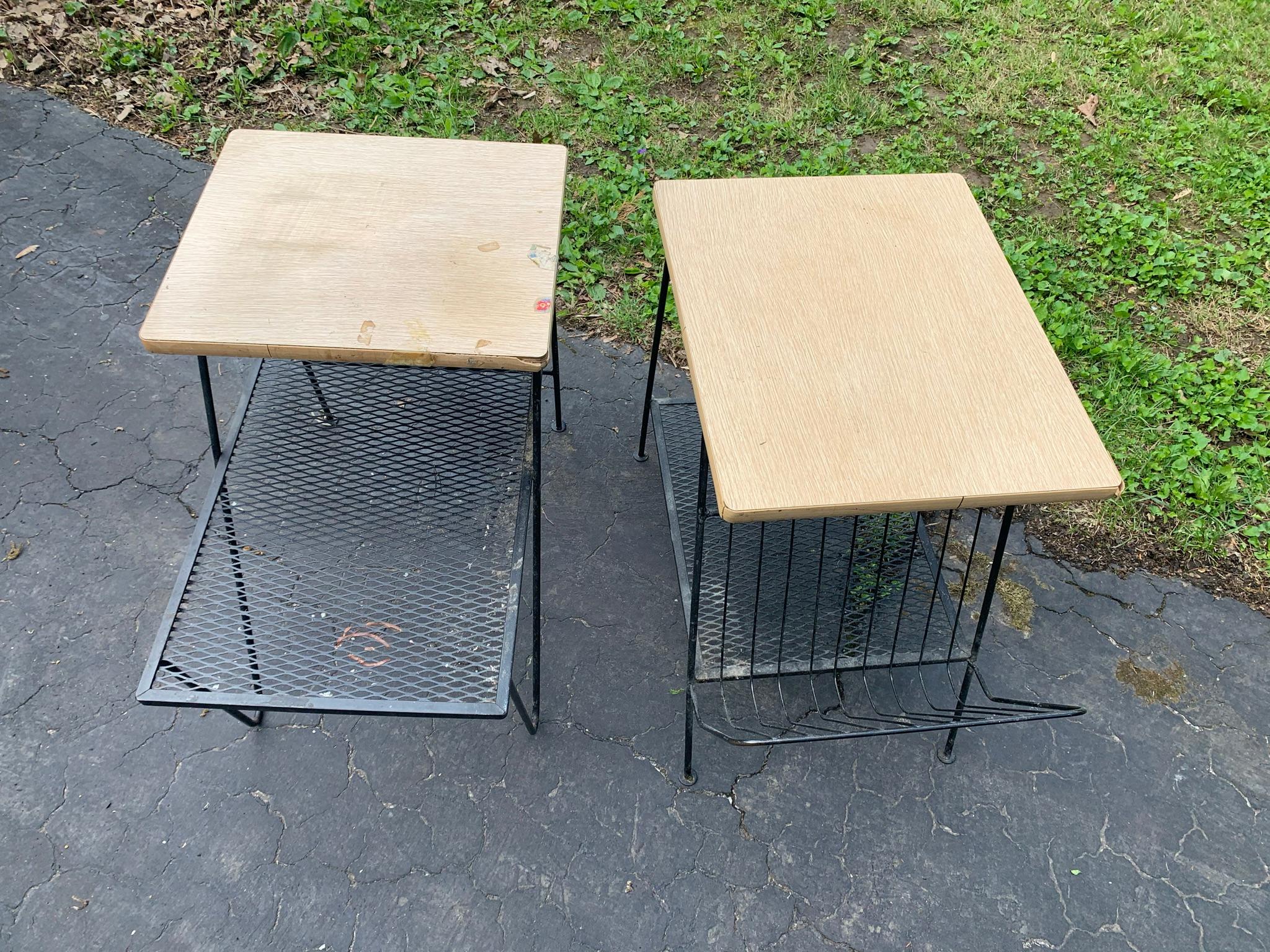 Pair of Mid Century Modern End Tables -metal and wood.