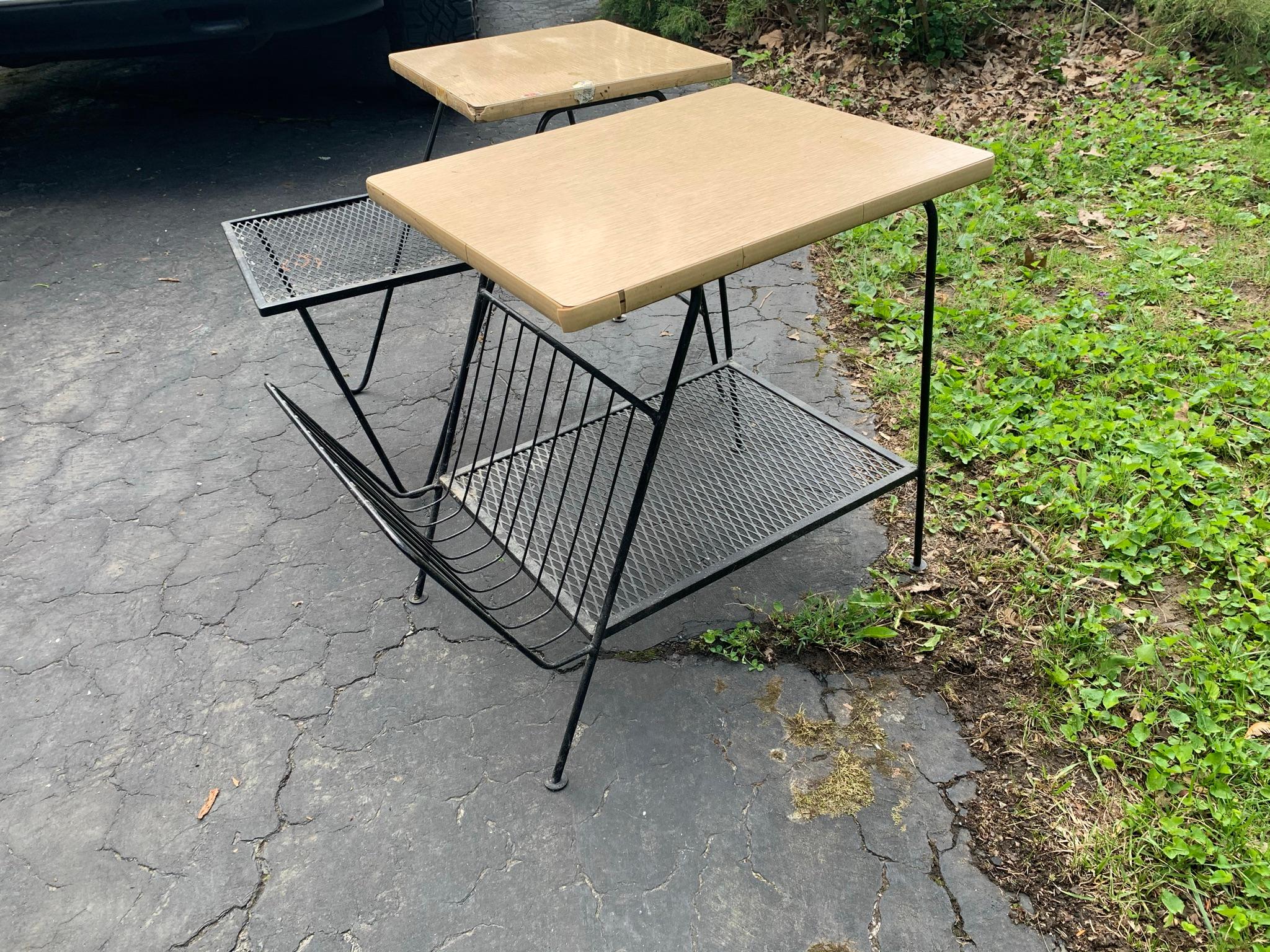 Pair of Mid Century Modern End Tables -metal and wood.