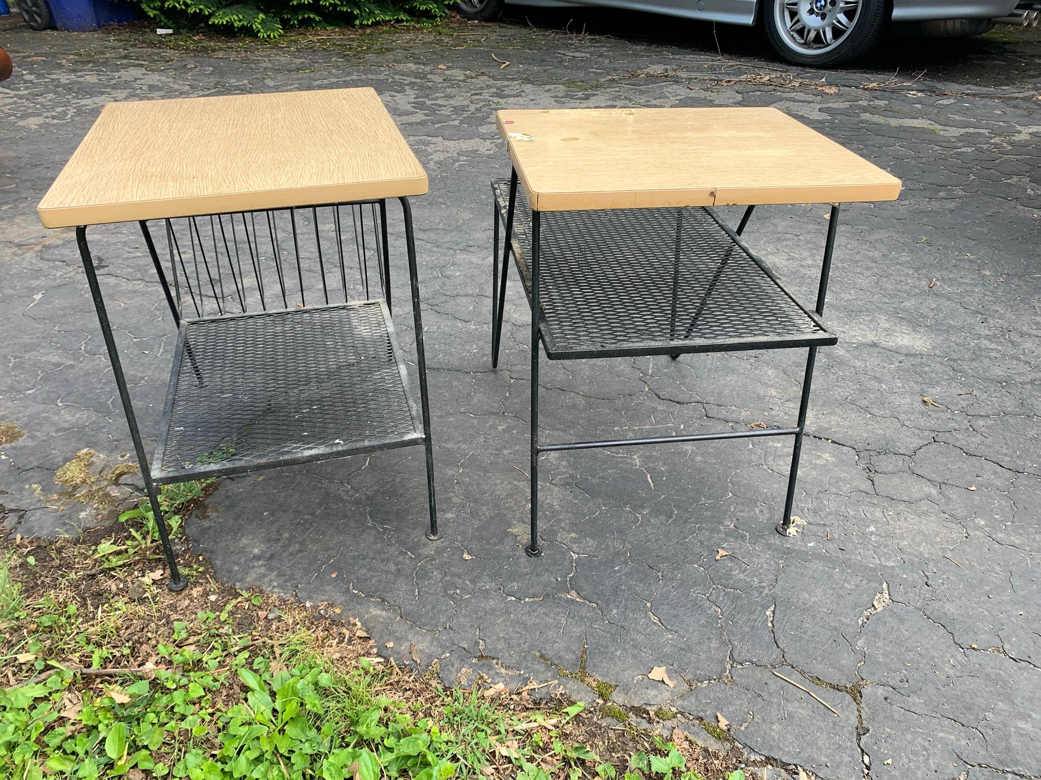 Pair of Mid Century Modern End Tables -metal and wood.