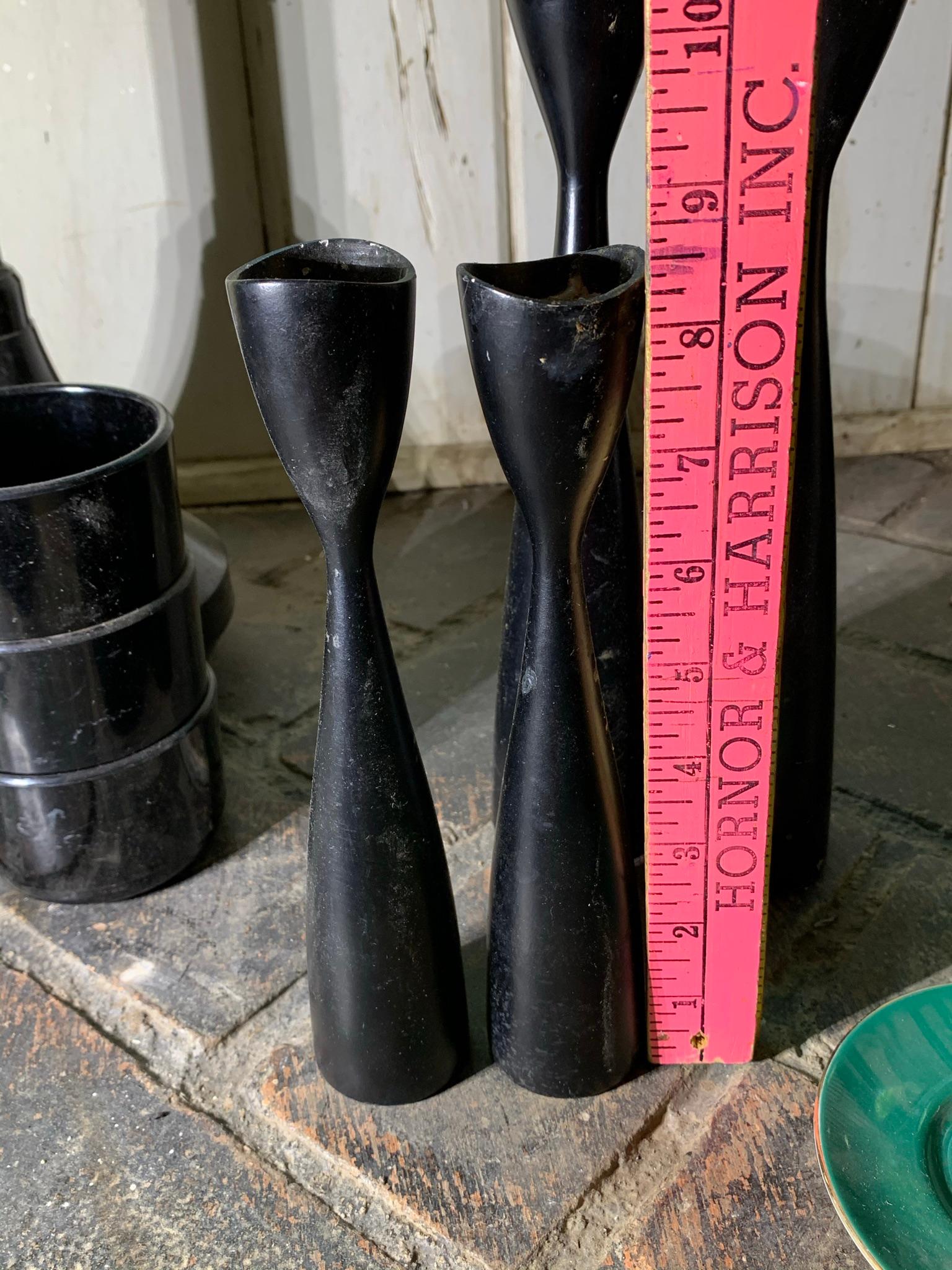 Czechoslovakia Glassware, Denmark Made Candle Stick Holders, Huliot Cups .