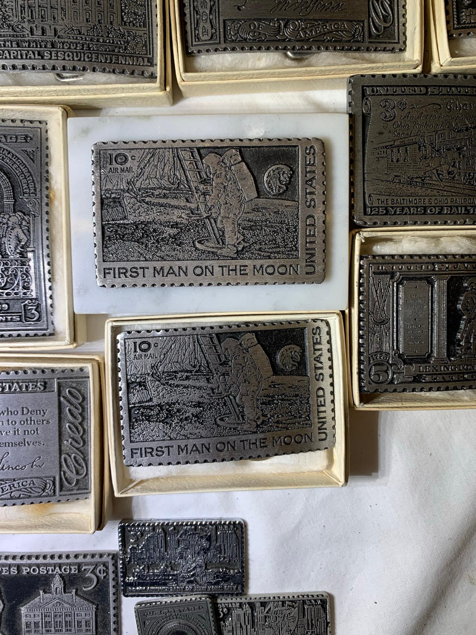 Pewter Postage Stamp Replicas by Dory