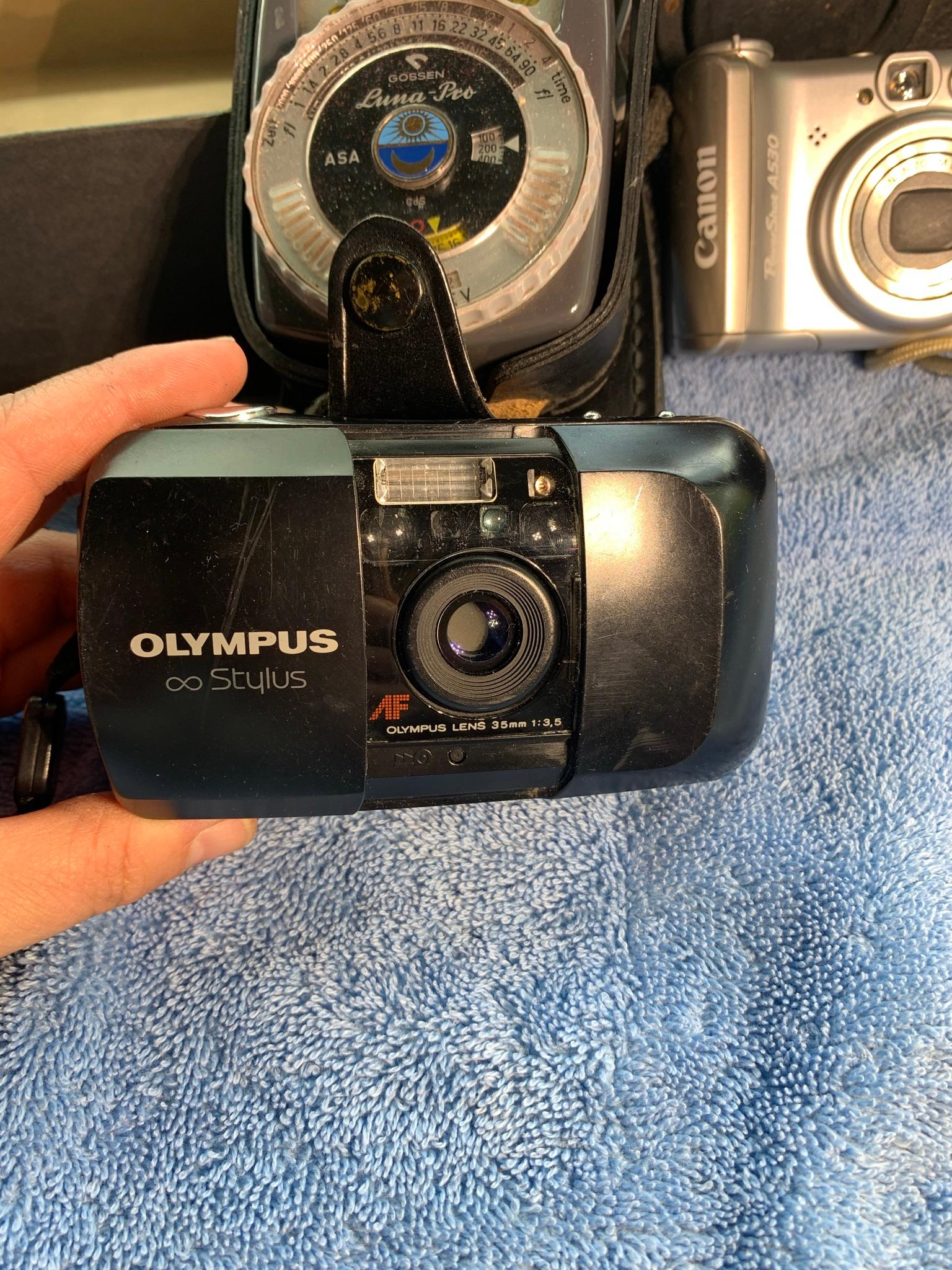 Camera Group - Olympus Stylus, Olympus 35 RC, Gossen Luna - Pro Meter, Canon Camera, & More