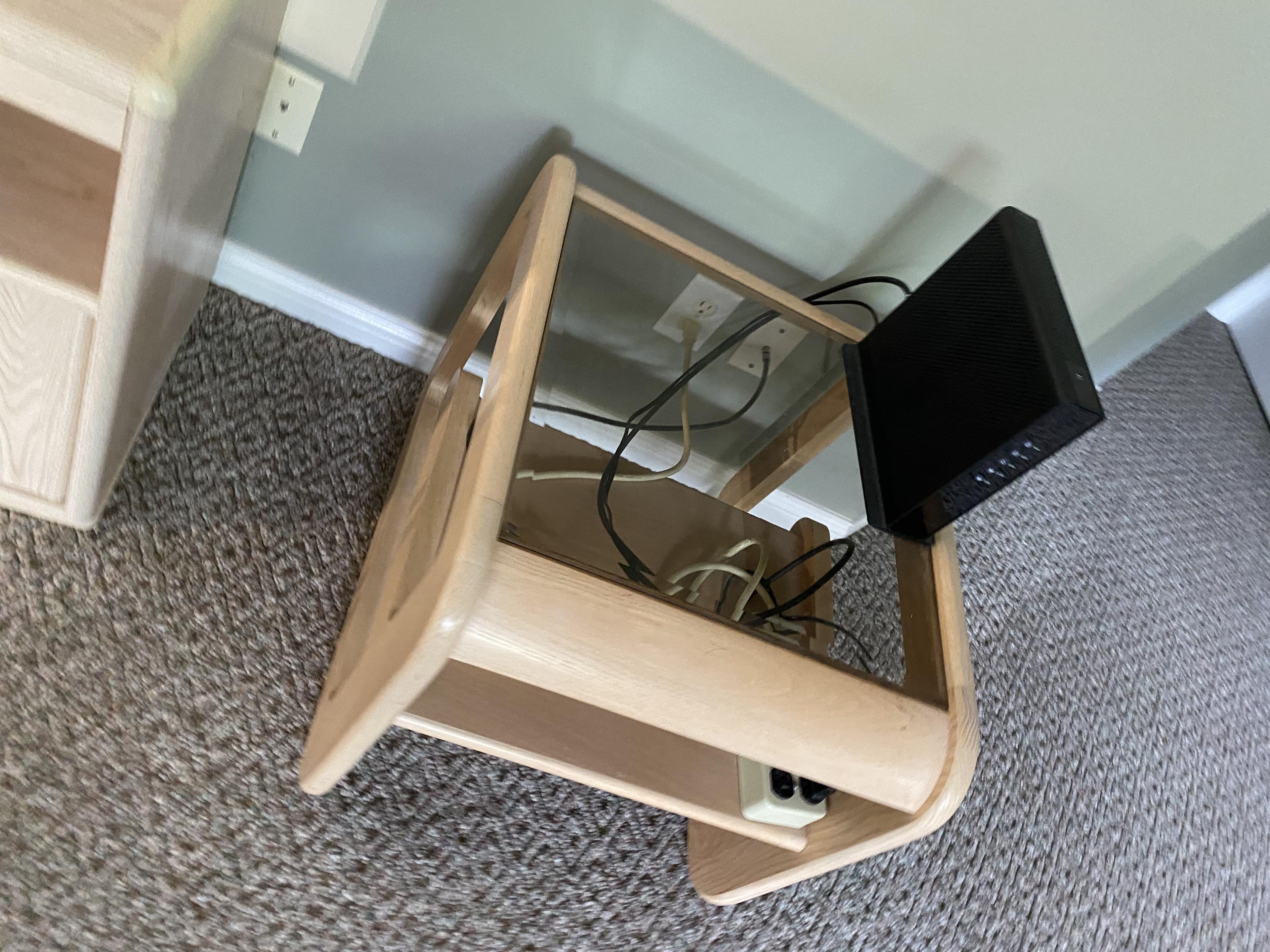 3 glass topped tables PLUS a stand