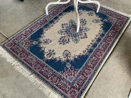 Glass top table and rug