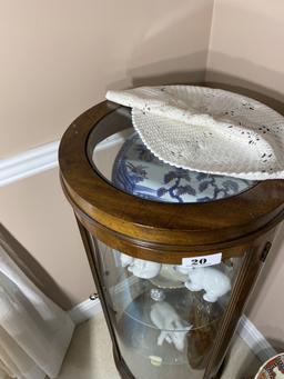 Round Glass and Wood Display Cabinet
