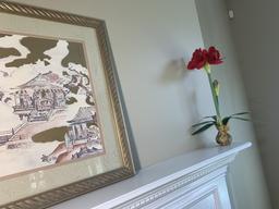 Asian print and imitation flowers