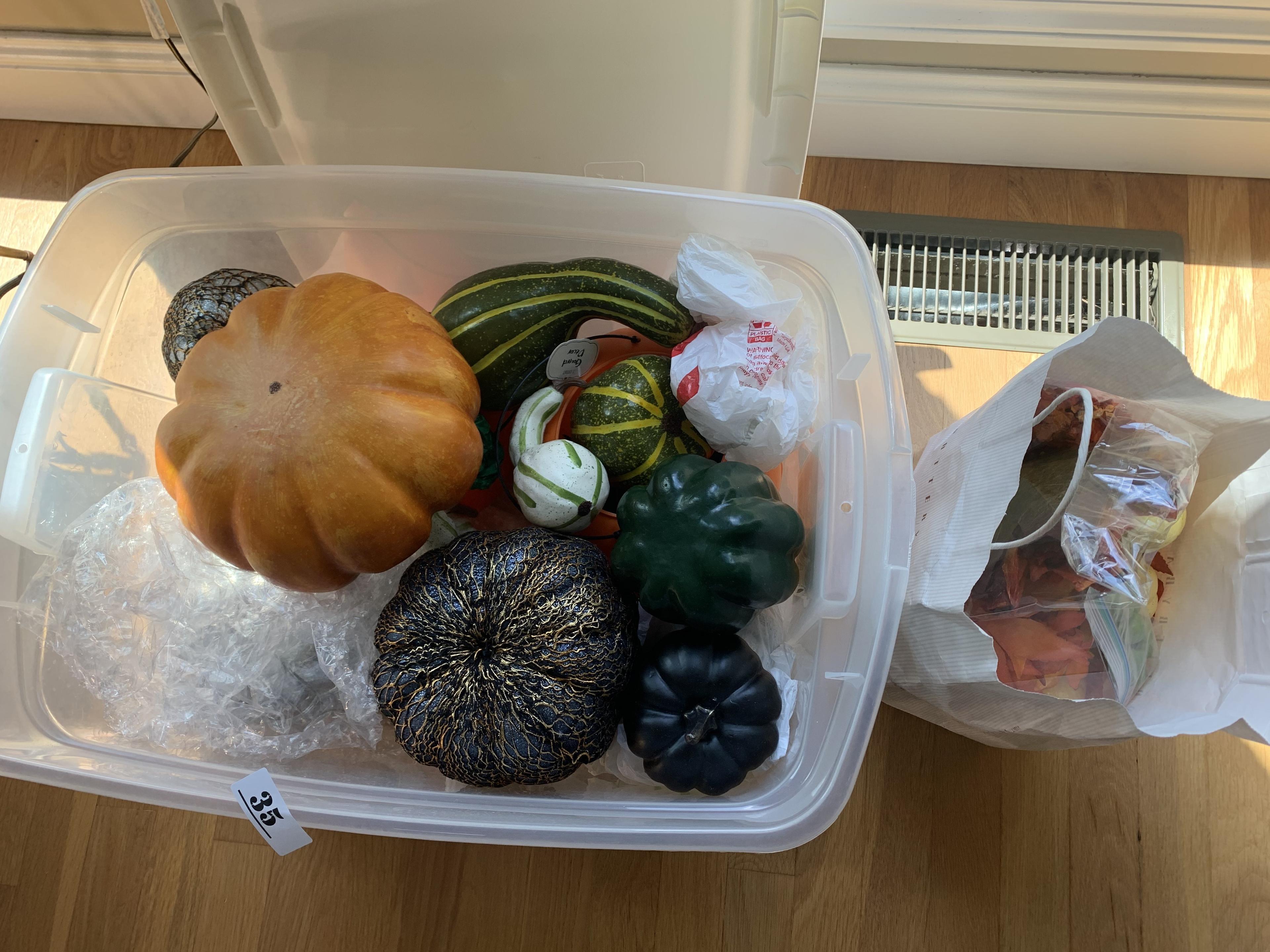 Group of decorative vegetables etc