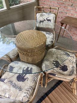 Bamboo patio set with glass top PLUS