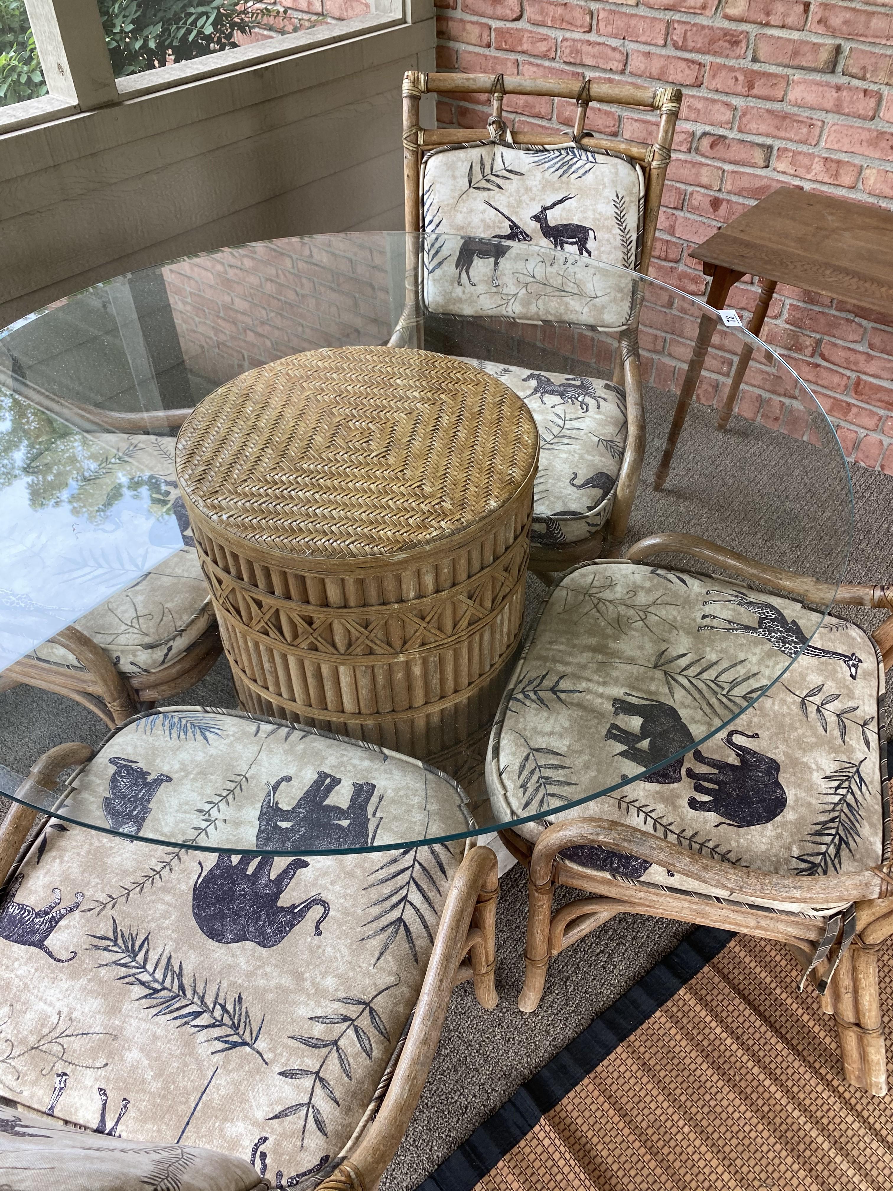 Bamboo patio set with glass top PLUS