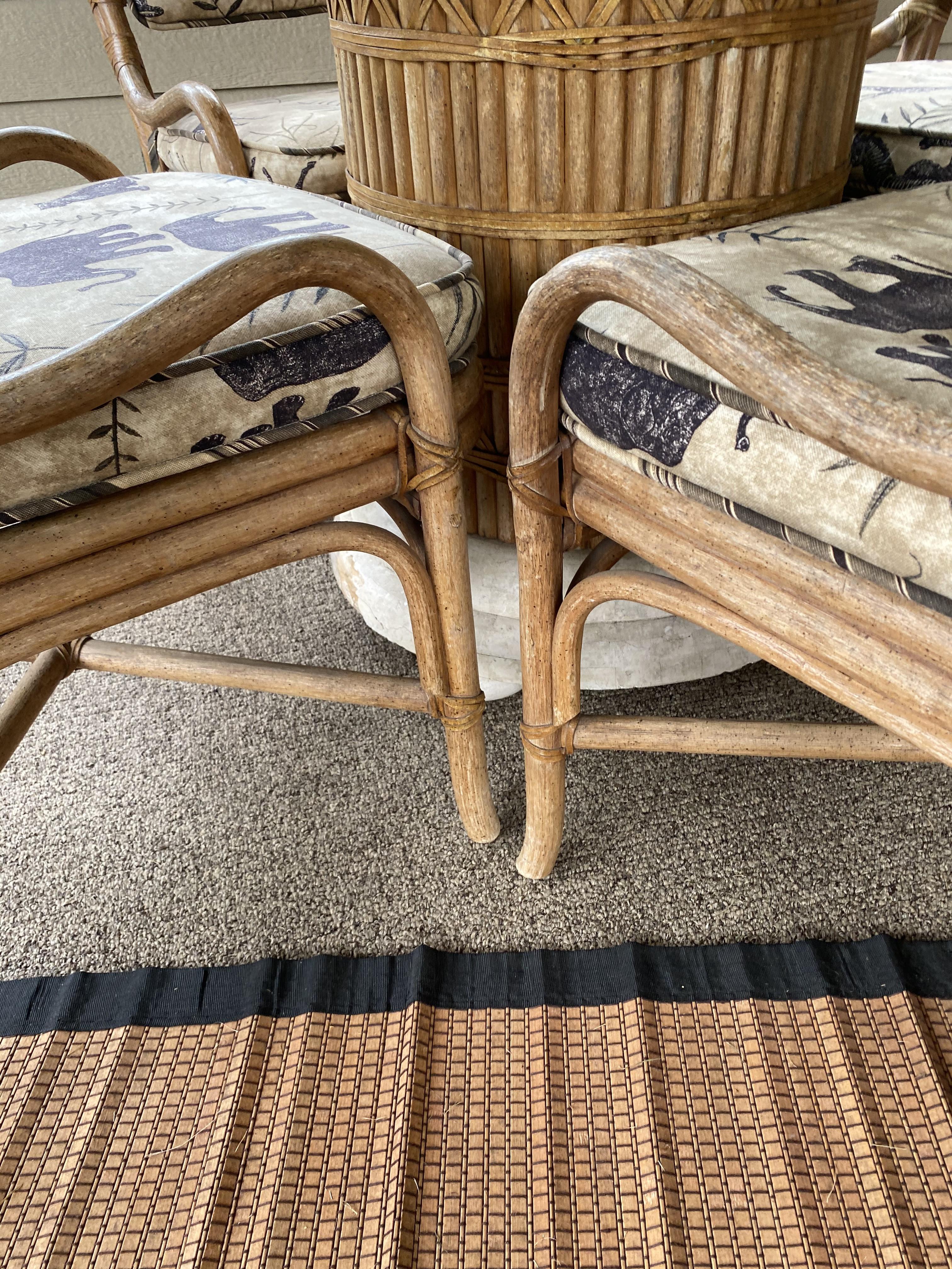 Bamboo patio set with glass top PLUS