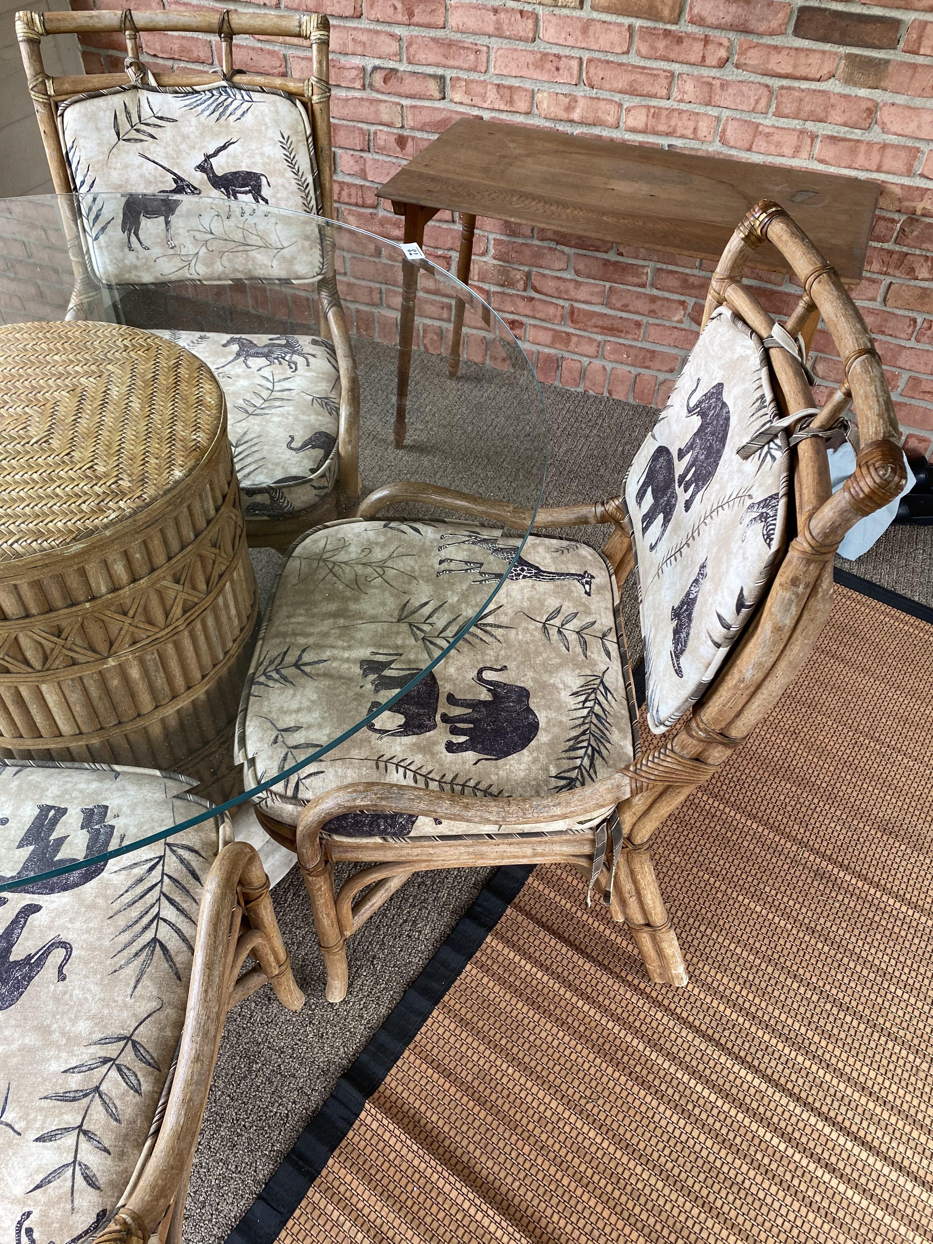 Bamboo patio set with glass top PLUS