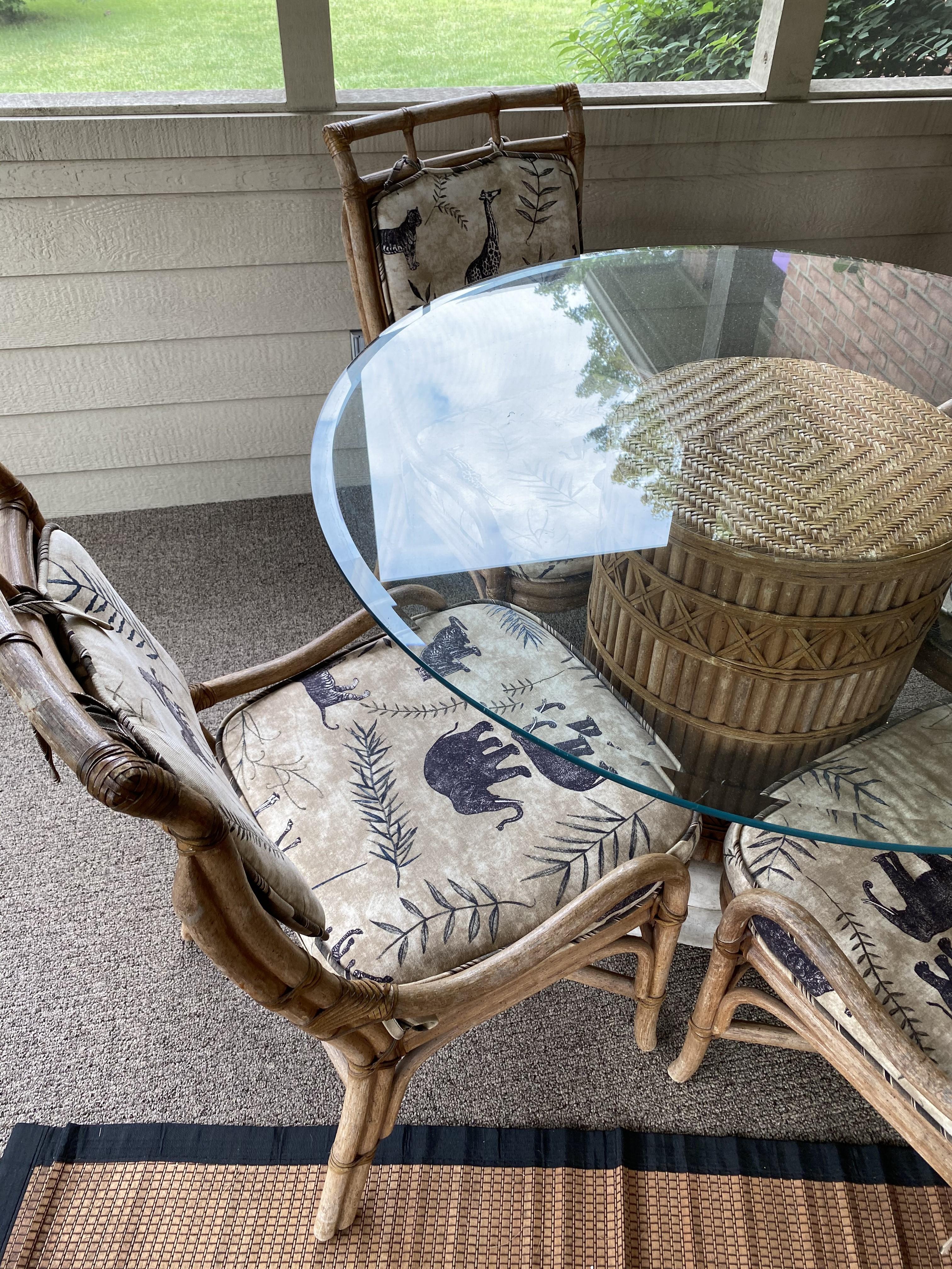 Bamboo patio set with glass top PLUS