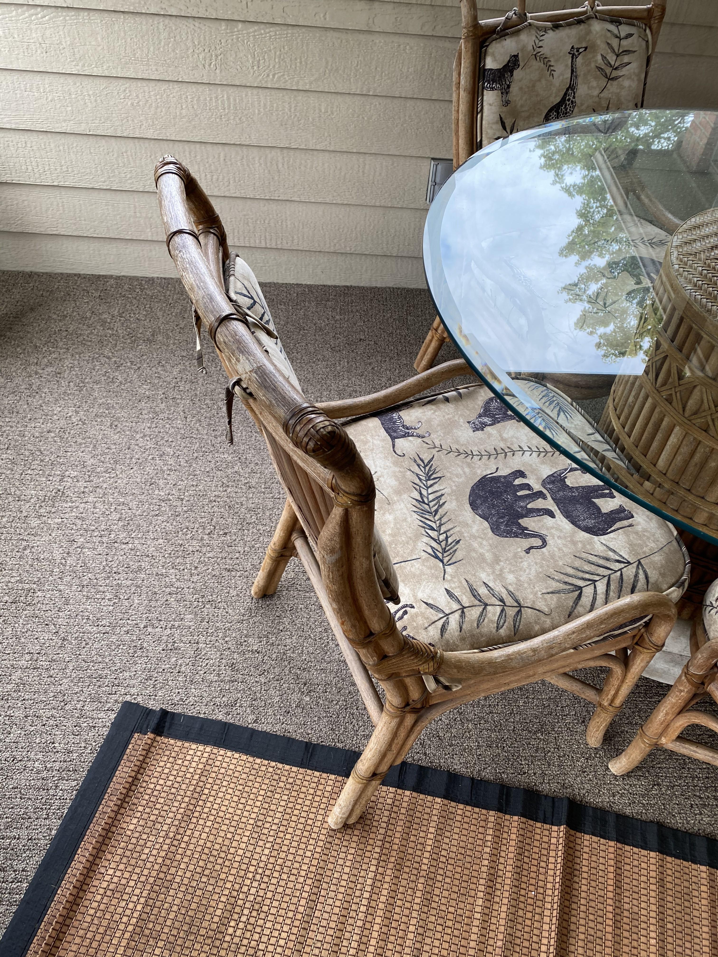 Bamboo patio set with glass top PLUS