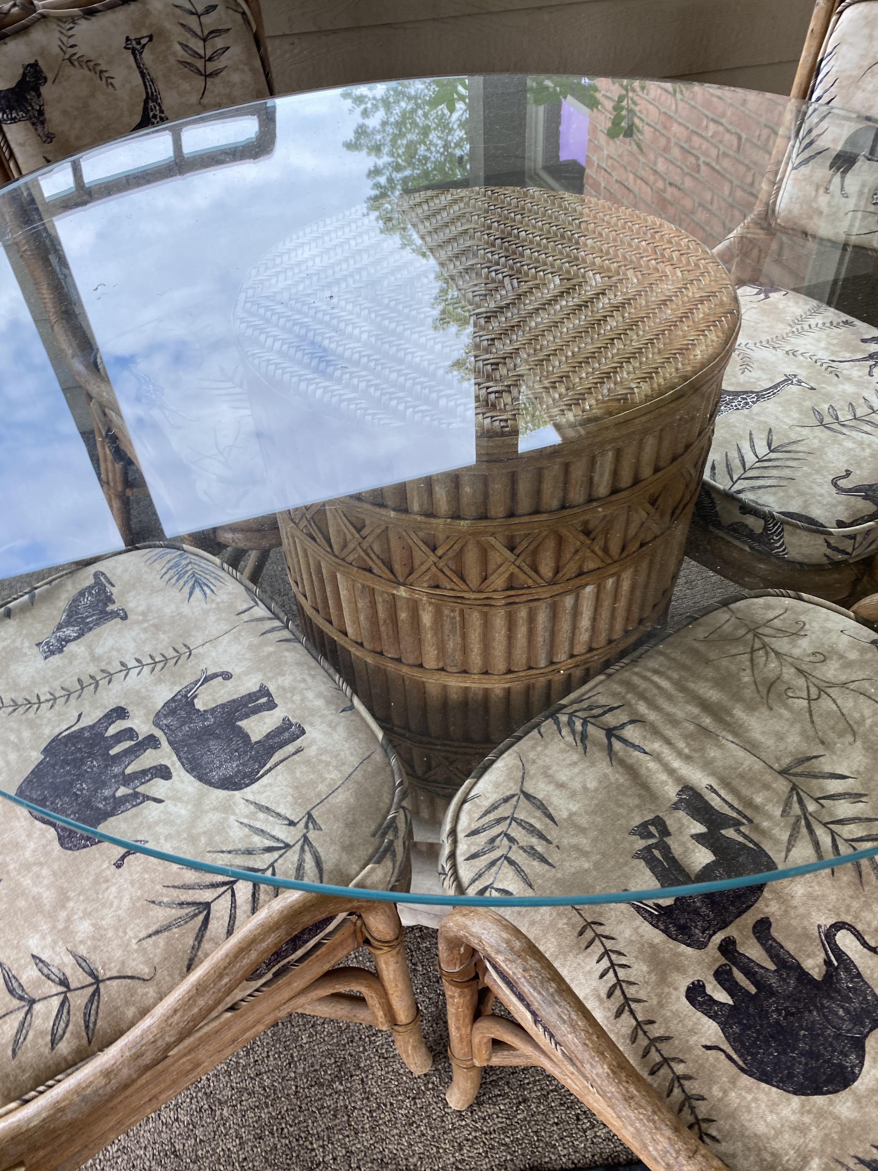 Bamboo patio set with glass top PLUS