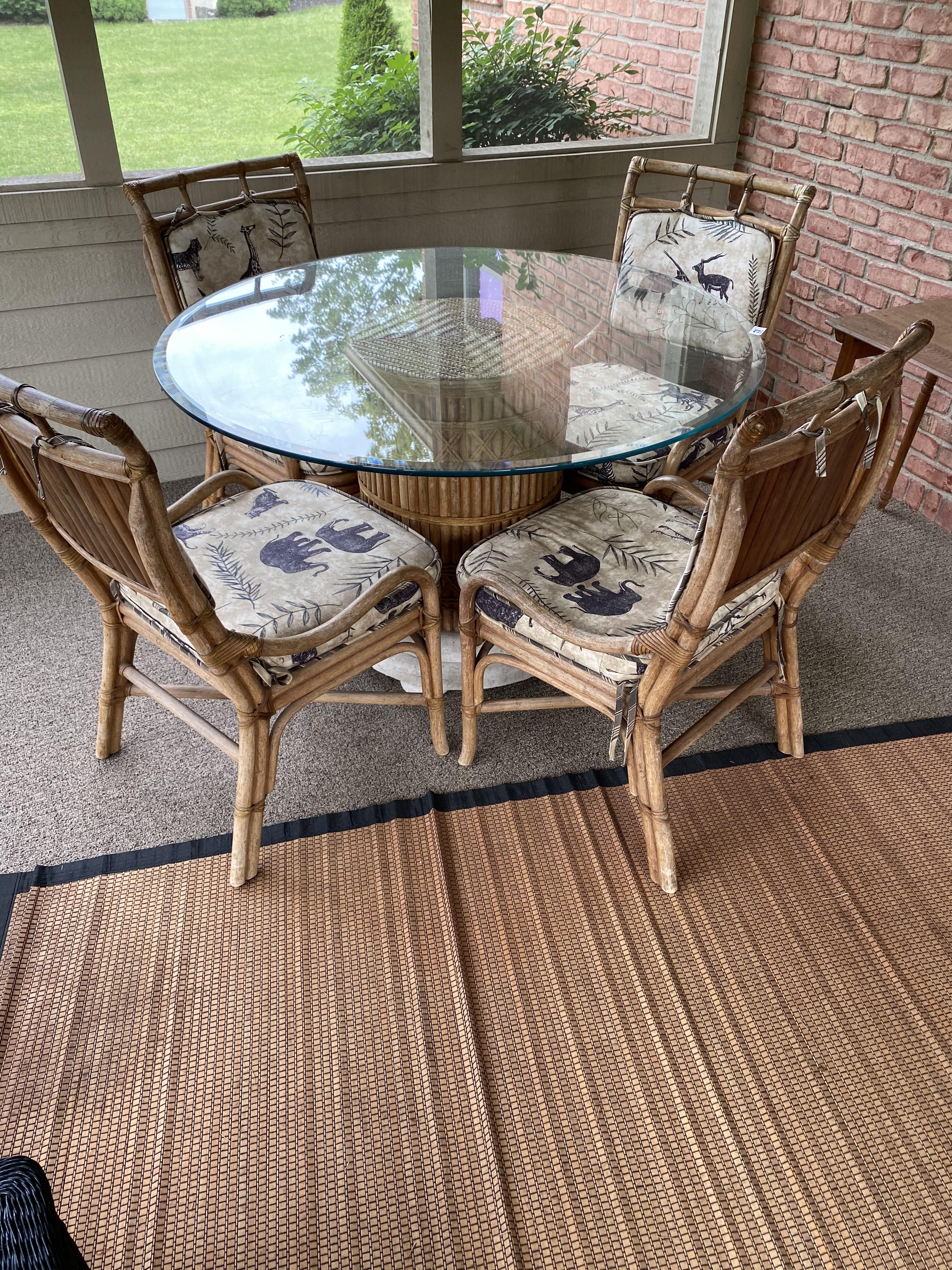 Bamboo patio set with glass top PLUS