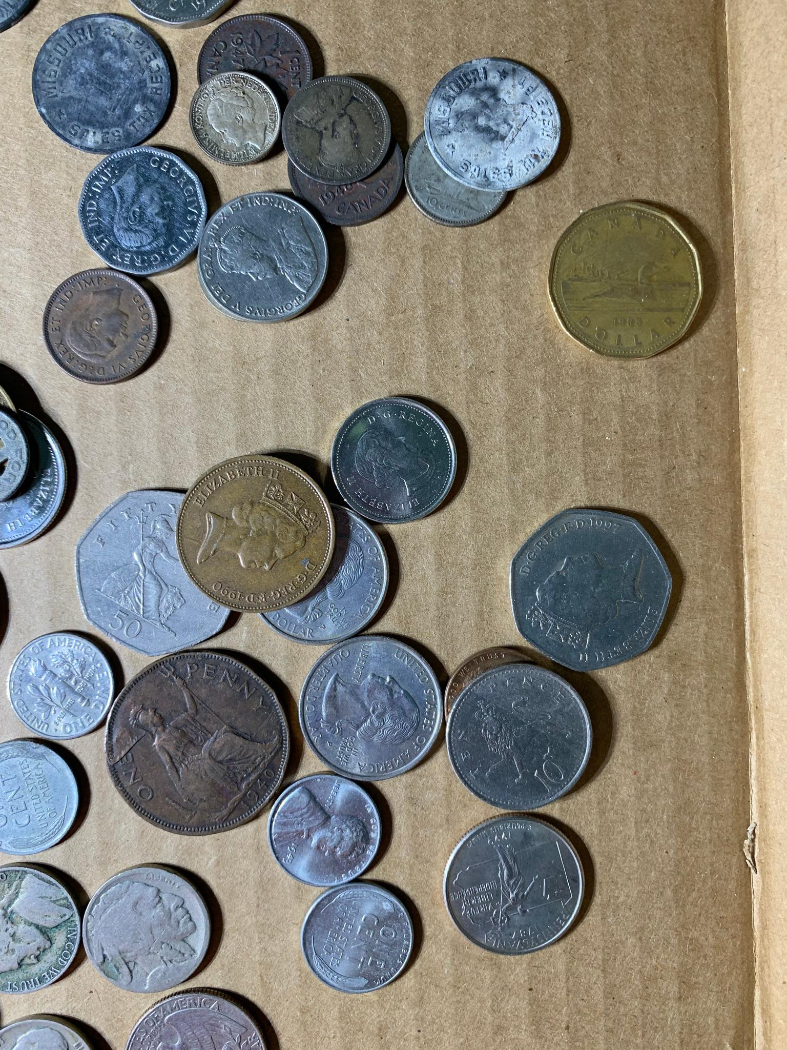 Foreign & U.S. Currency - Red & Blue Seal.  See Photos