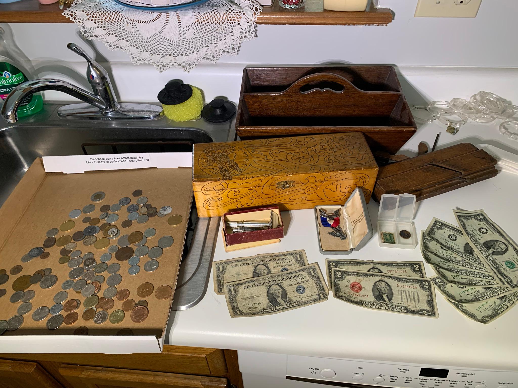 Foreign & U.S. Currency - Red & Blue Seal.  See Photos
