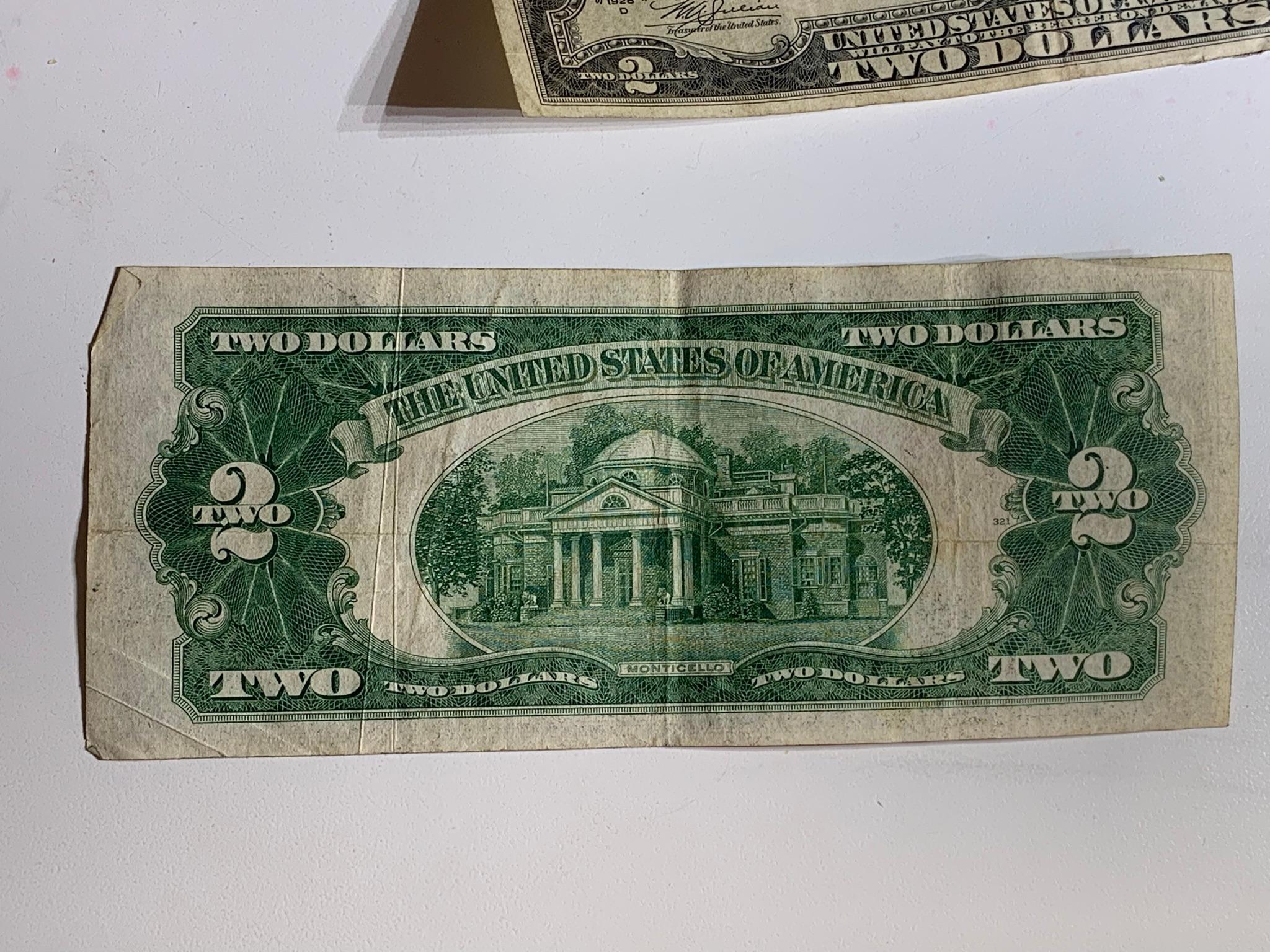 Foreign & U.S. Currency - Red & Blue Seal.  See Photos