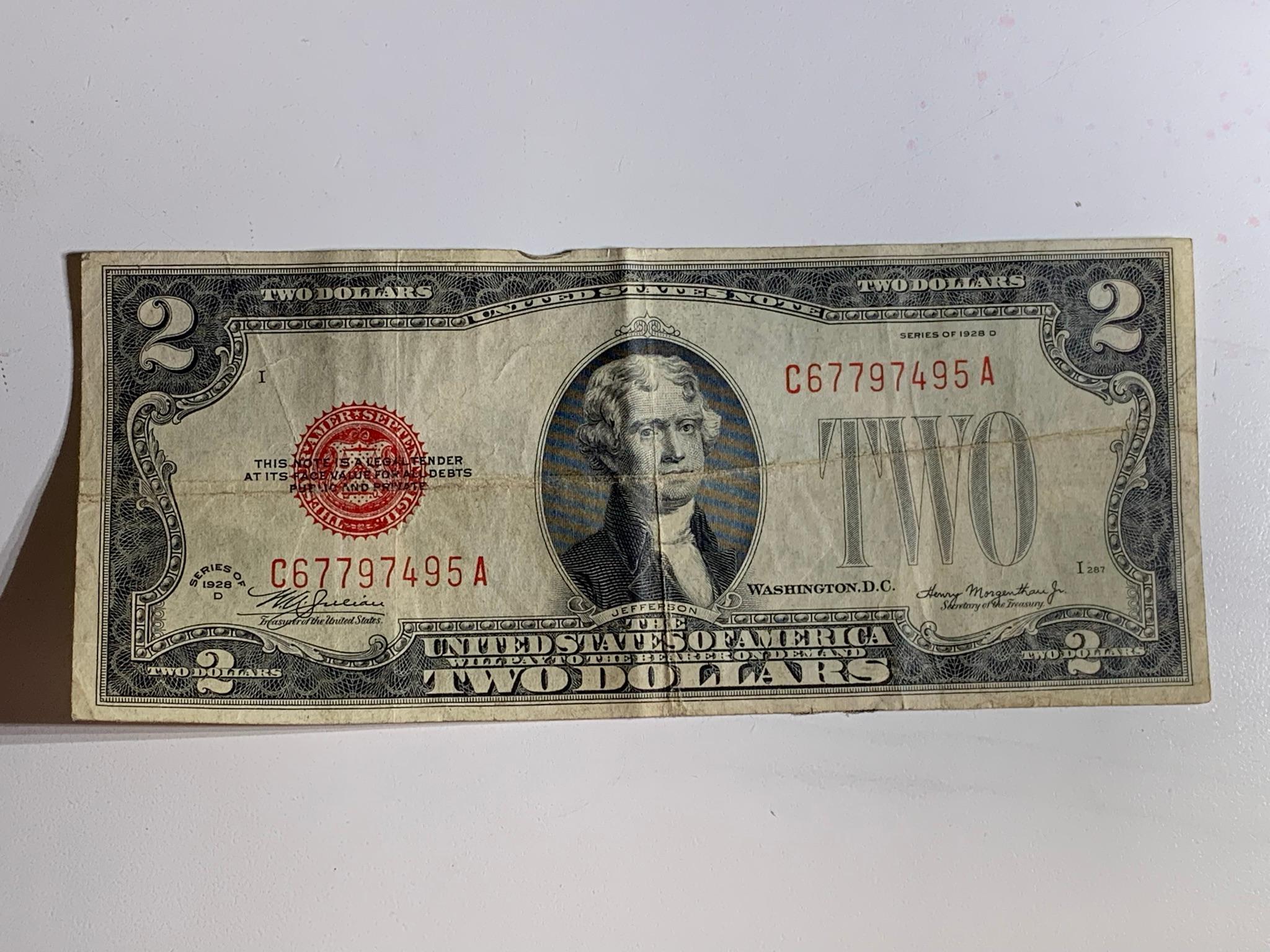 Foreign & U.S. Currency - Red & Blue Seal.  See Photos